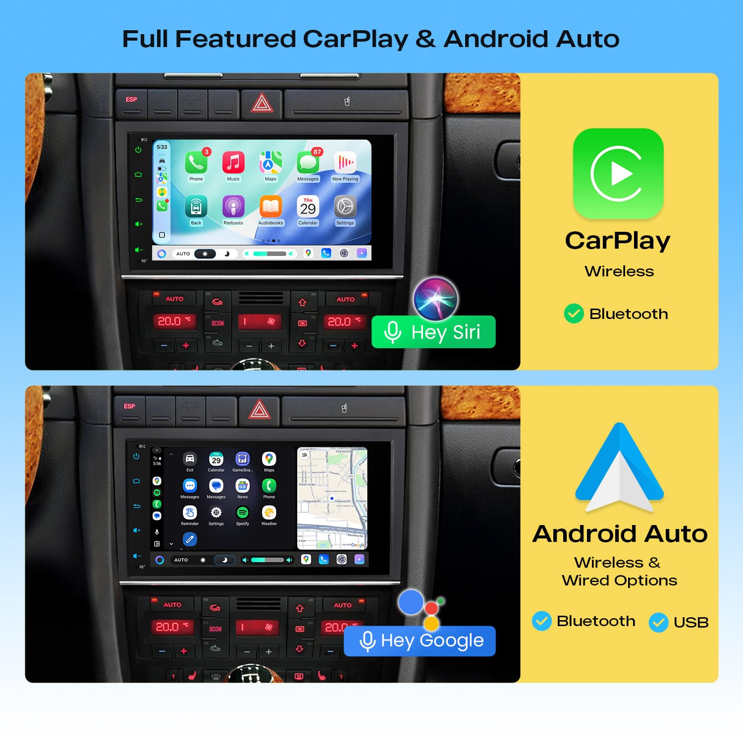XTRONS Android 14 Autoradio Octa Core 8+128GB für Audi A4 S4 RS4 8-Zoll-IPS-QLED-Bildschirm Integriertes 4G LTE DSP Bluetooth WiFi Car Play Android Auto GPS Optional DAB OBD TPMS