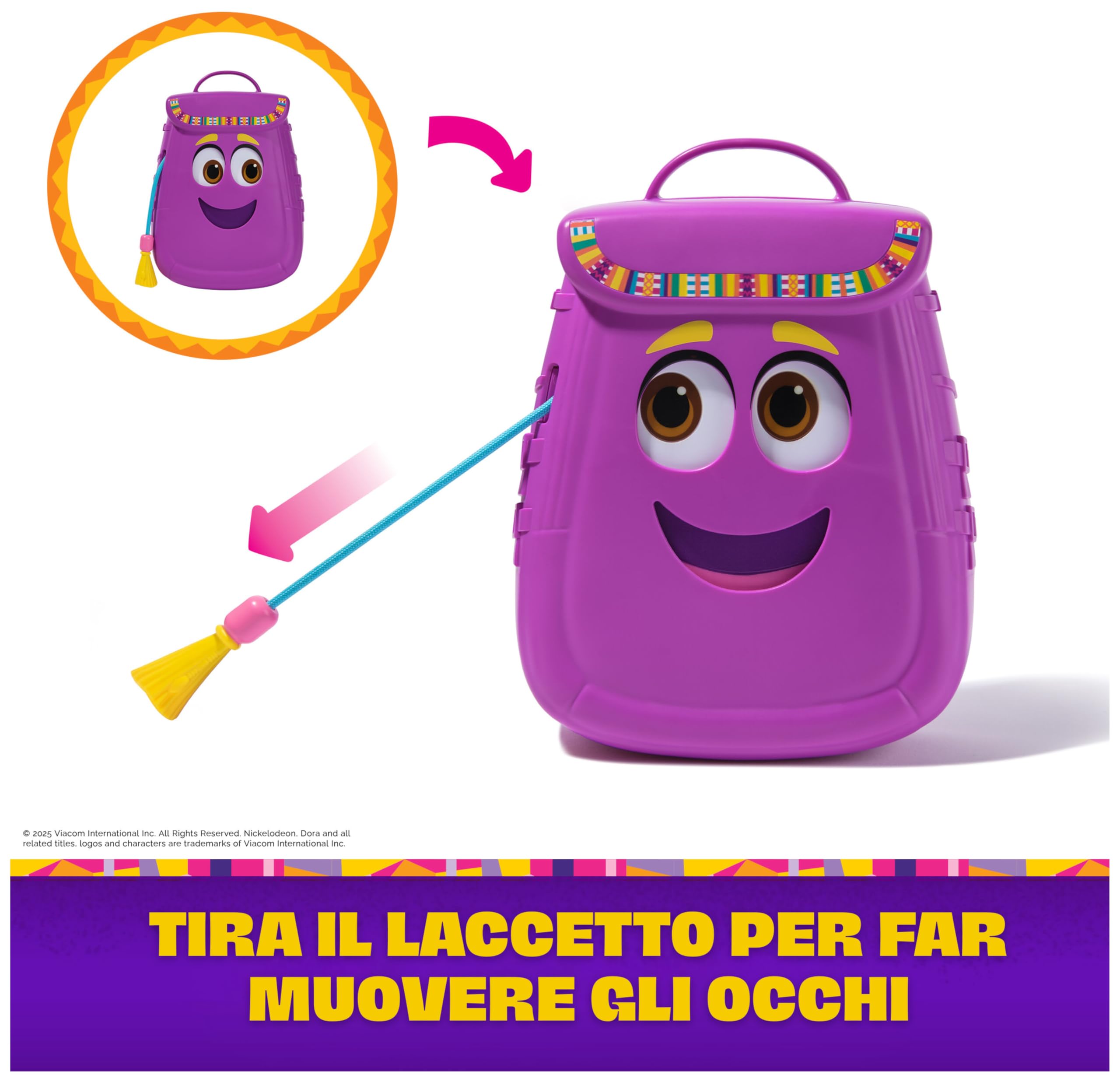 Dora l'Esploratrice, Zainetto con Accessori per l'Esplorazione‚ Mappa, Binocolo e Bussola Giocattolo, Giocattoli per Bambine e Bambini, 3+ Anni
