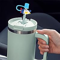 Vista 2 de 10 fundas de popote compatibles con vasos Stanley de 30 y 40 onzas, reutilizables, bonitas puntas de silicona para popotes, protectores de tapas