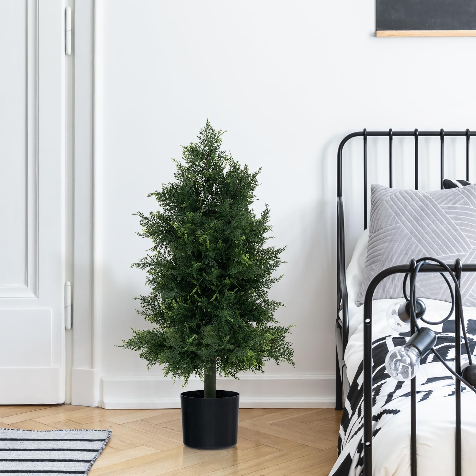 COSTWAY Albero di Cedro Artificiale 80 cm, Albero in Vaso in Plastica per Vivai, Foglie Non-Scolorenti e Resistenti al Sole, Pianta Finta per Interni ed Esterni per Casa, Ufficio e Ingresso