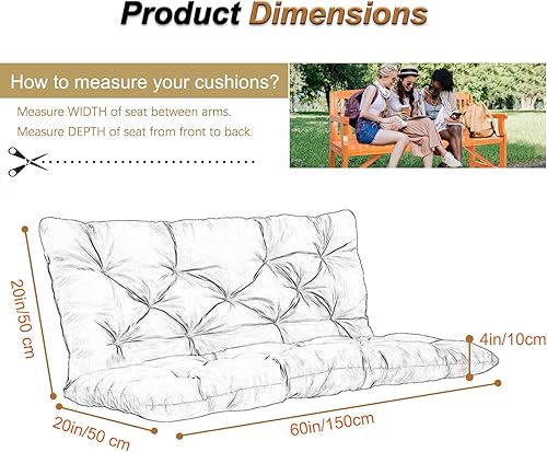 Miniatura 229 de Cojín de repuesto para columpio de 2-3 asientos, cojines de banco para exteriores con respaldo grueso de 4 pulgadas, muebles de patio, jardín, Flor