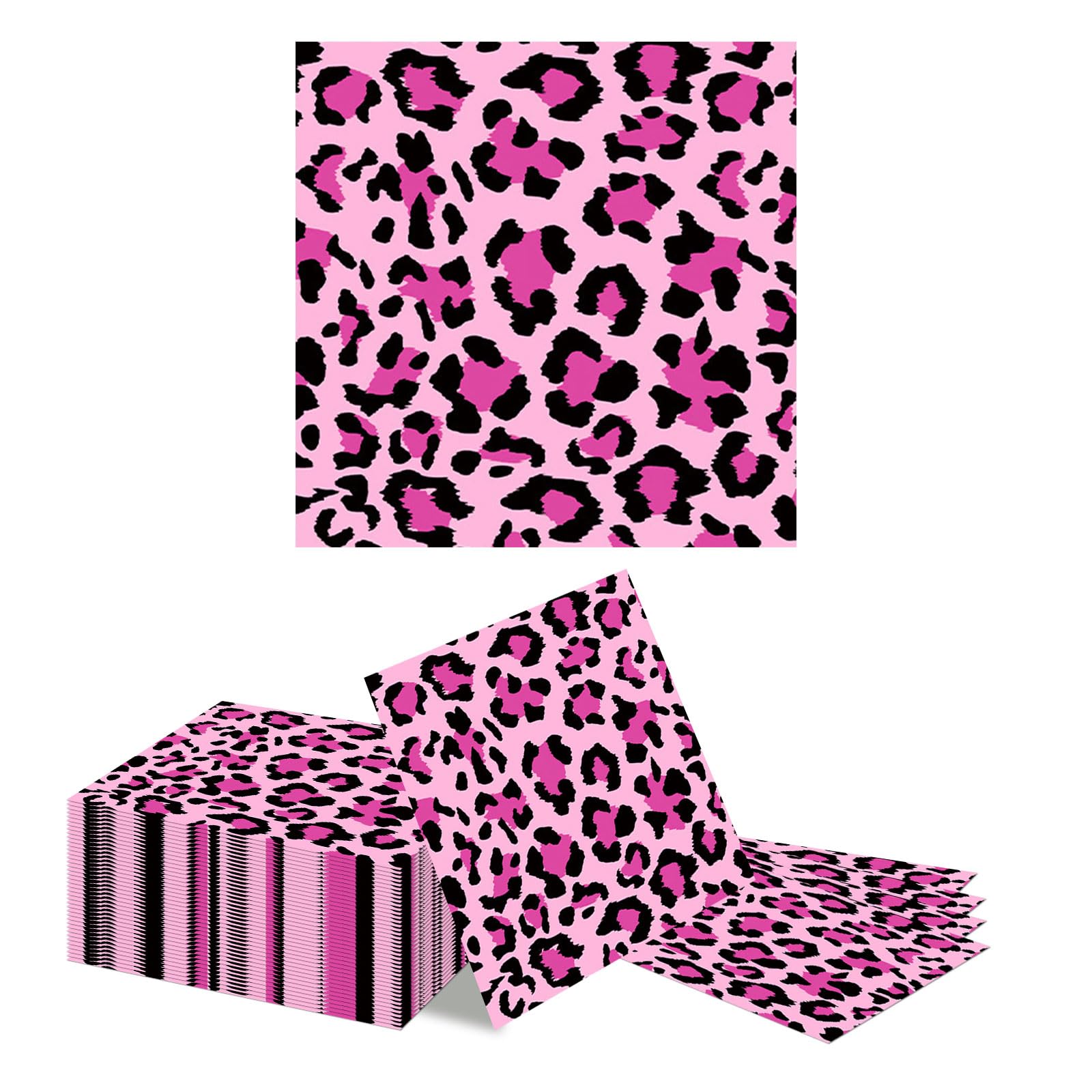 Kotkiddy 40 Pieces Pink Leopard Pattern Napkins Jungle Animal Leopard Pattern Lunch and Dinner Napkins for Safari Leopard Theme Birthday Baby Tea Party Weddings Powder Ro