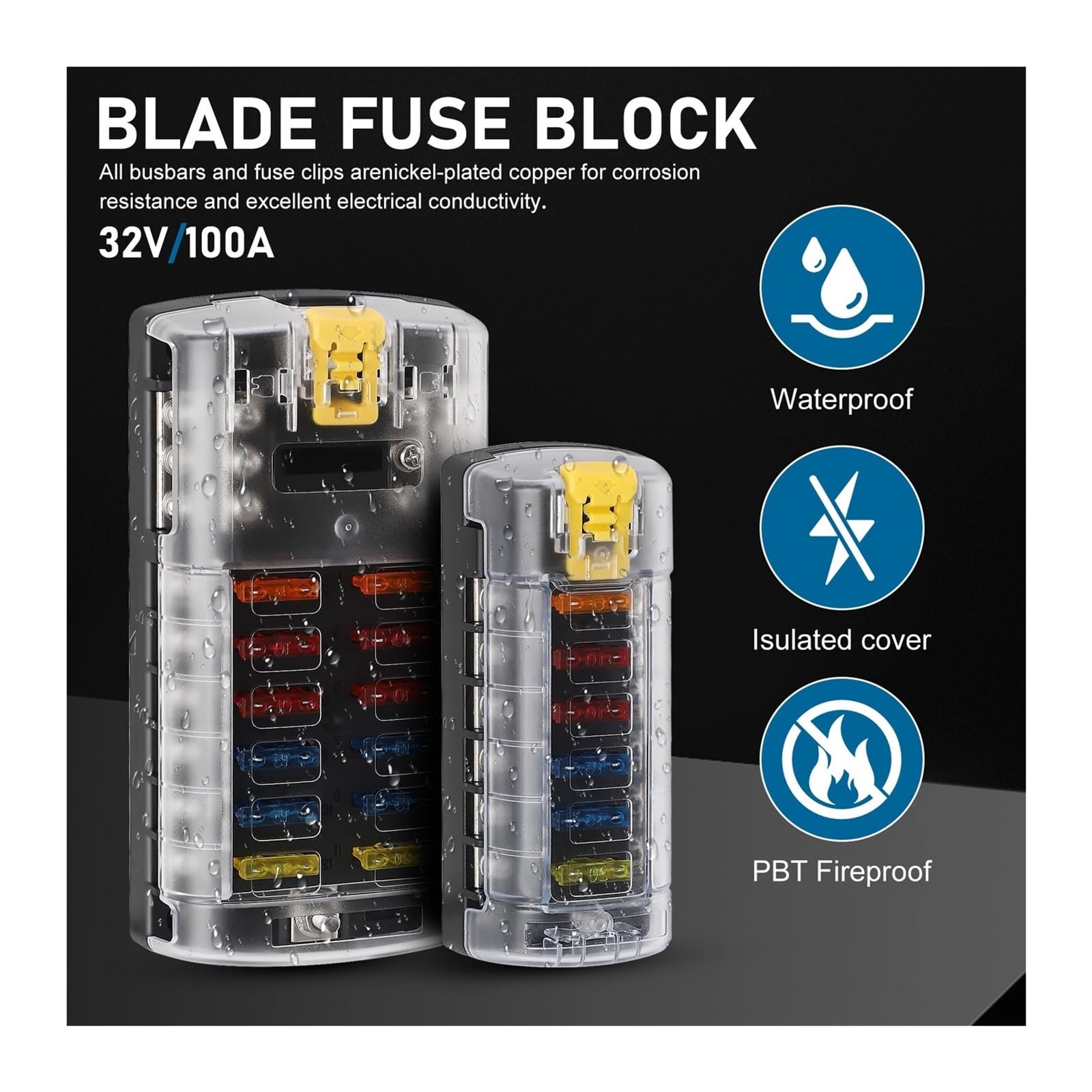 Wyłącznik Zapłonu 6/12-stykowa skrzynka bezpieczników samochodowych i łodziowych z diodą LED 12 V, 32(6 Ways Fuse Box)