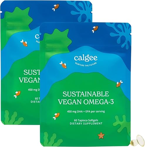 Calgee Suplemento vegano Omega 3  450 mg de DHA y EPA de aceite de algas a base de plantas de primera calidad  Alternativa de aceite de pescado