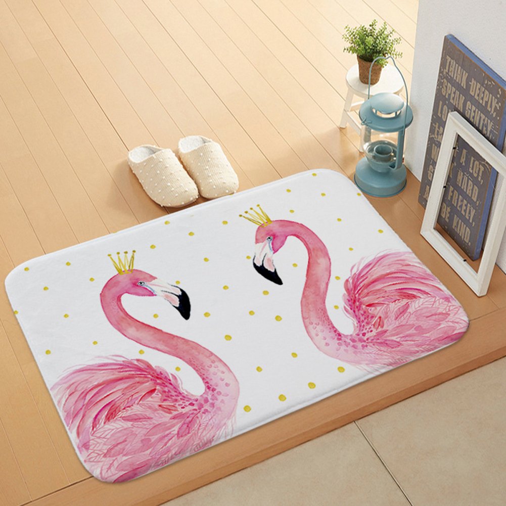 Morbuy Couple Of Flamingos Bathroom Rugs Flamingo, 40X60cm Non-Slip Flannel Bath Mat Bathroom Carpet Super Absorbent Soft Shower Rug Suitable For Living Room/Kitchen/Bedroom Indoor Outdoor Rugs Mats (Couple Of Flamingos)