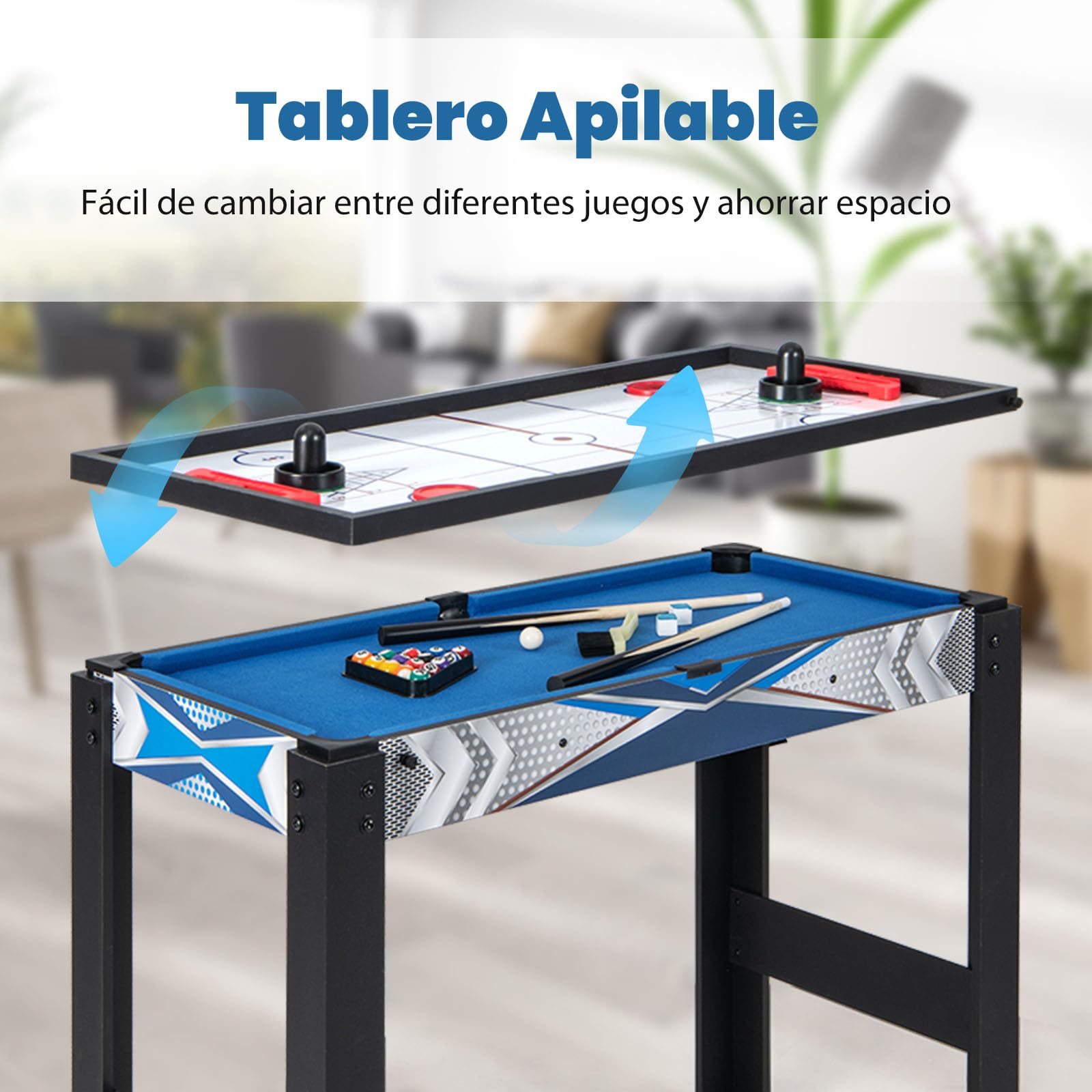 GOPLUS 6 en 1 Mesa de Juegos Multijuegos con Baloncesto, Billar, Ping Pong, Hockey, Shuffleboard, Bolos