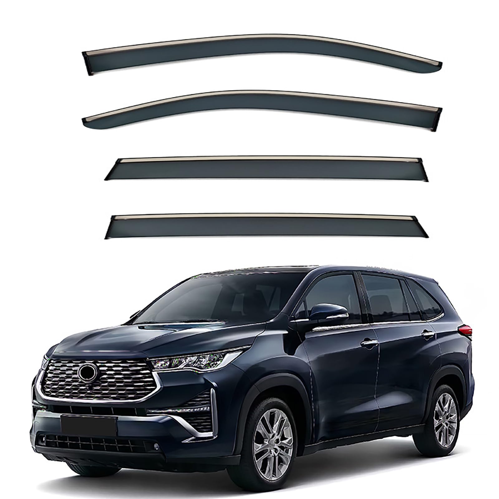 Window Visors Rain Guards Shield for Toyota Innova 2023-2026，Outside Tape-On Sun Guard Vent Visor Side Window Wind Deflectors Accessories