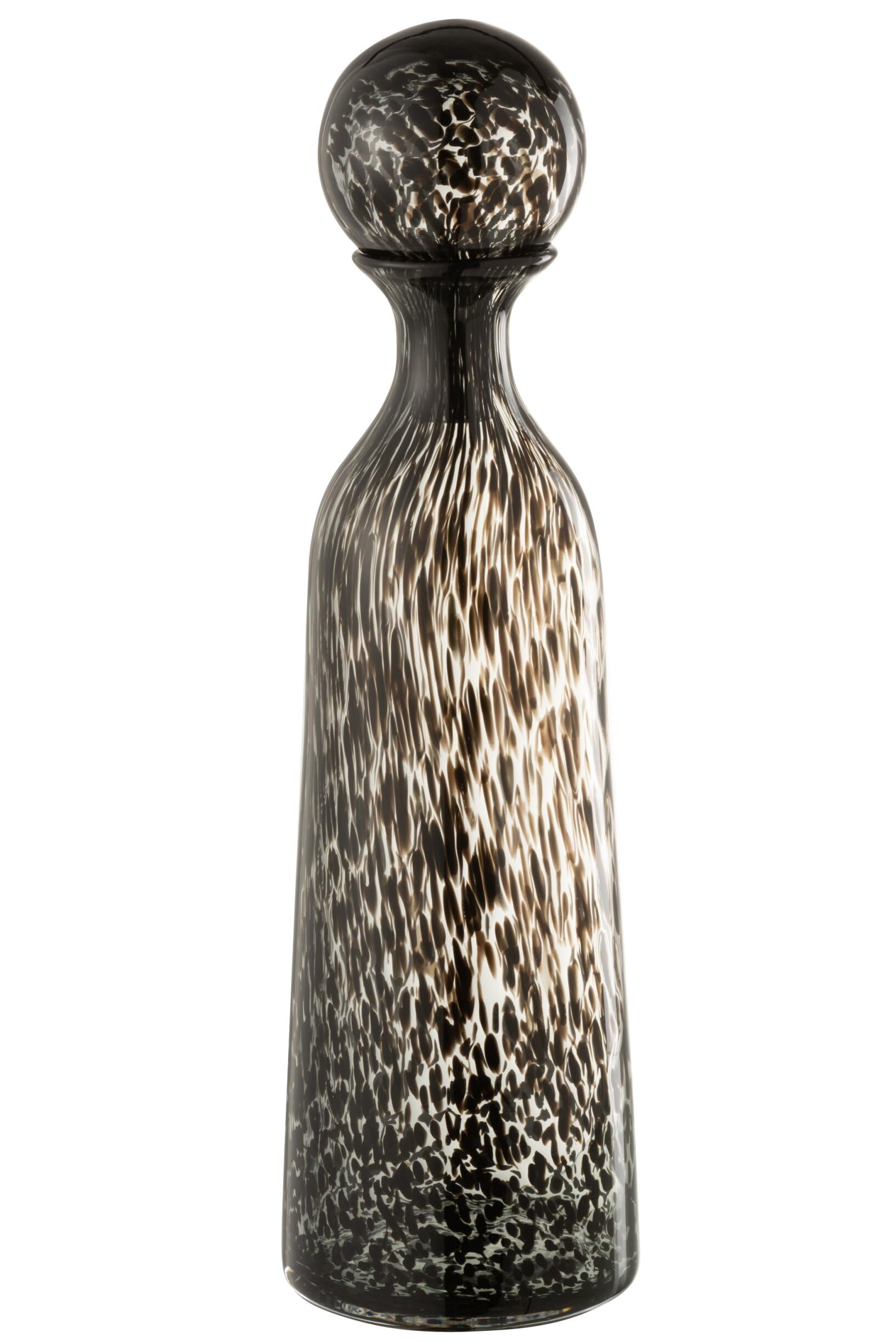 J-Line décoration Bouteille + Bouchon Pois Haut - Verre - Noir - Large