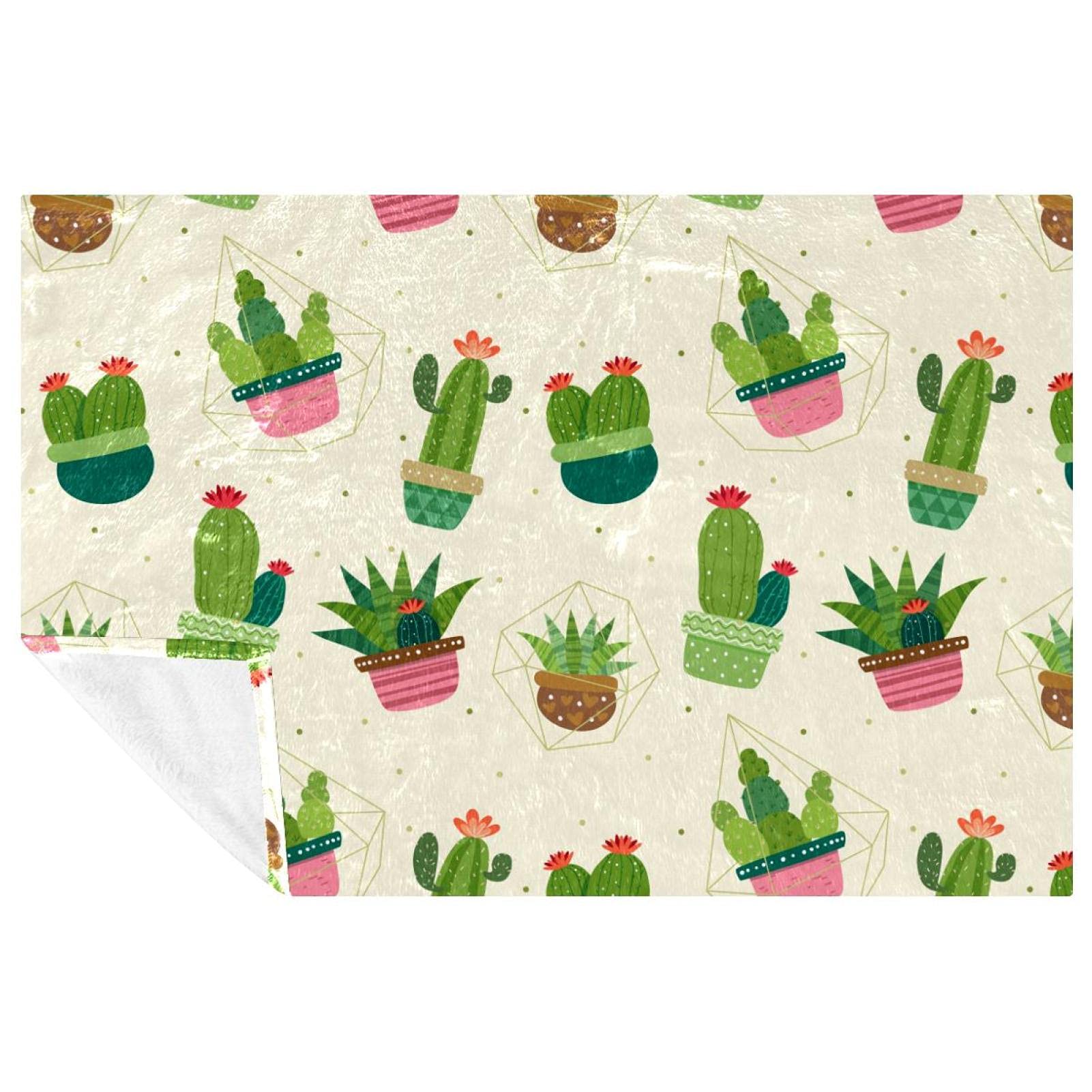 Couverture douce lit plaid chaud canapé cactus 150x100 pour camping