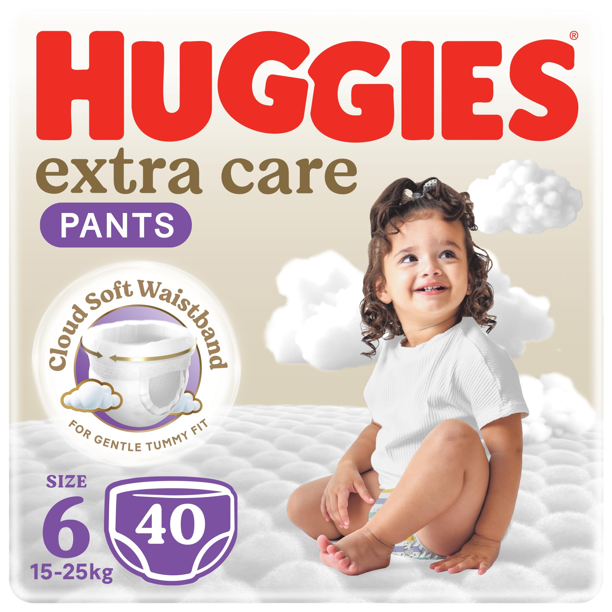 Huggies Pants Size 6 Jumbo Pack, 40 Count – Easy Pull-Up Diaper Pants with 360° Stretch Waist, Maximum Absorbency & Tear-Away Sides for Big Kids & Potty Training (15+ kg)