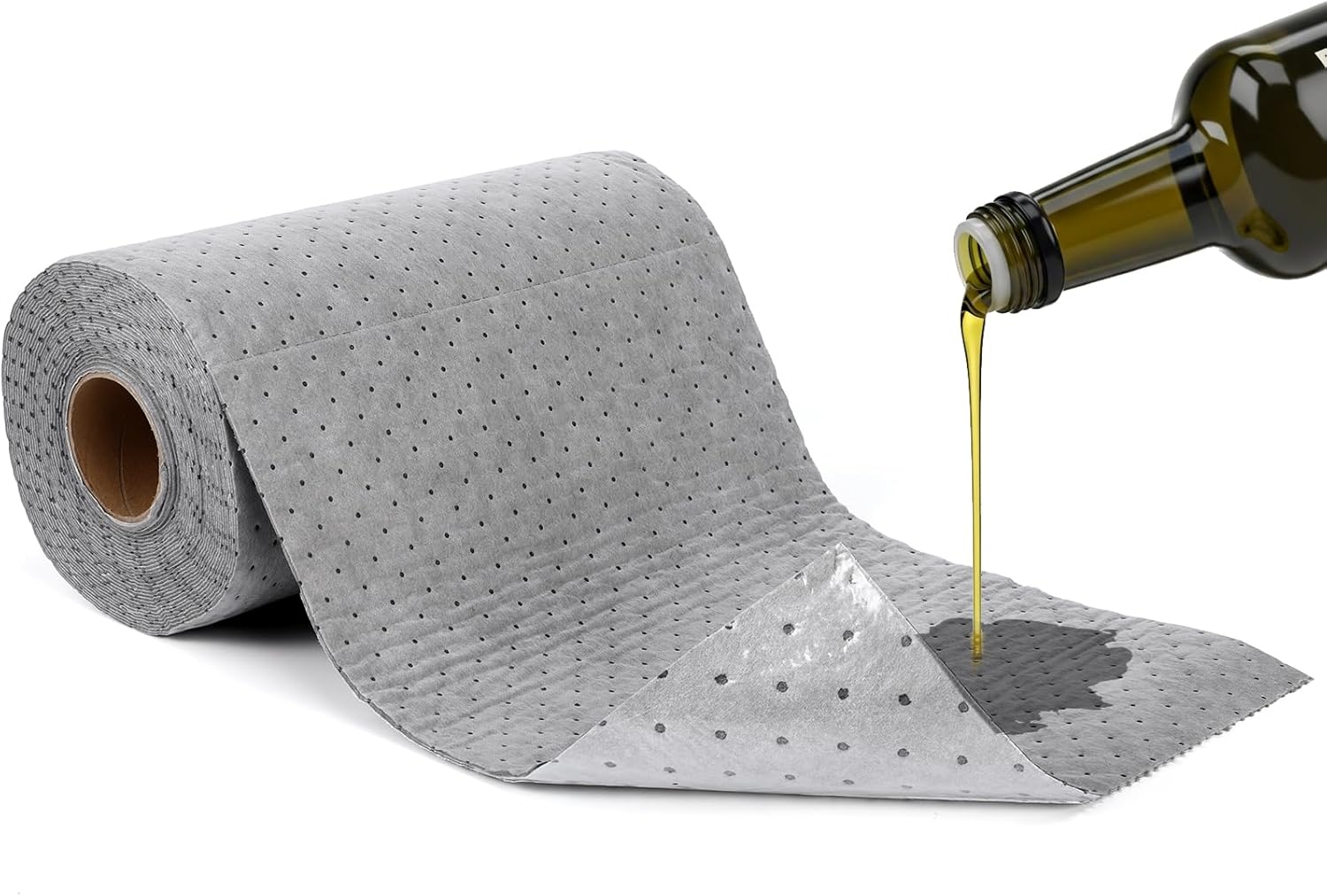 LemonRoad 15 Inch x 49 ft Universal Heavy Duty Absorbent Pads Adhesive Backed Oil Absorb Mats for Professional Tasks Quick Tasks Absorbs Oil Water and More