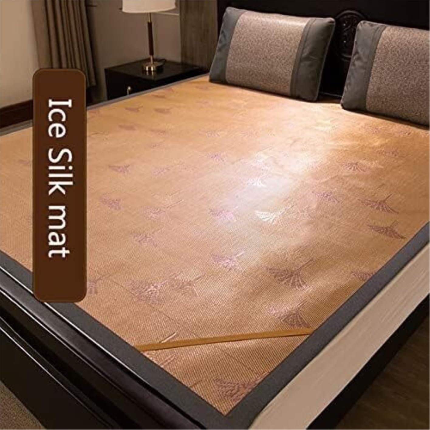 Alèse d'été rafraîchissante - Tapis de couchage pliable pour dortoir - Antidérapant - En rotin - Parfait pour les nuits chaudes - 150 x 195 cm