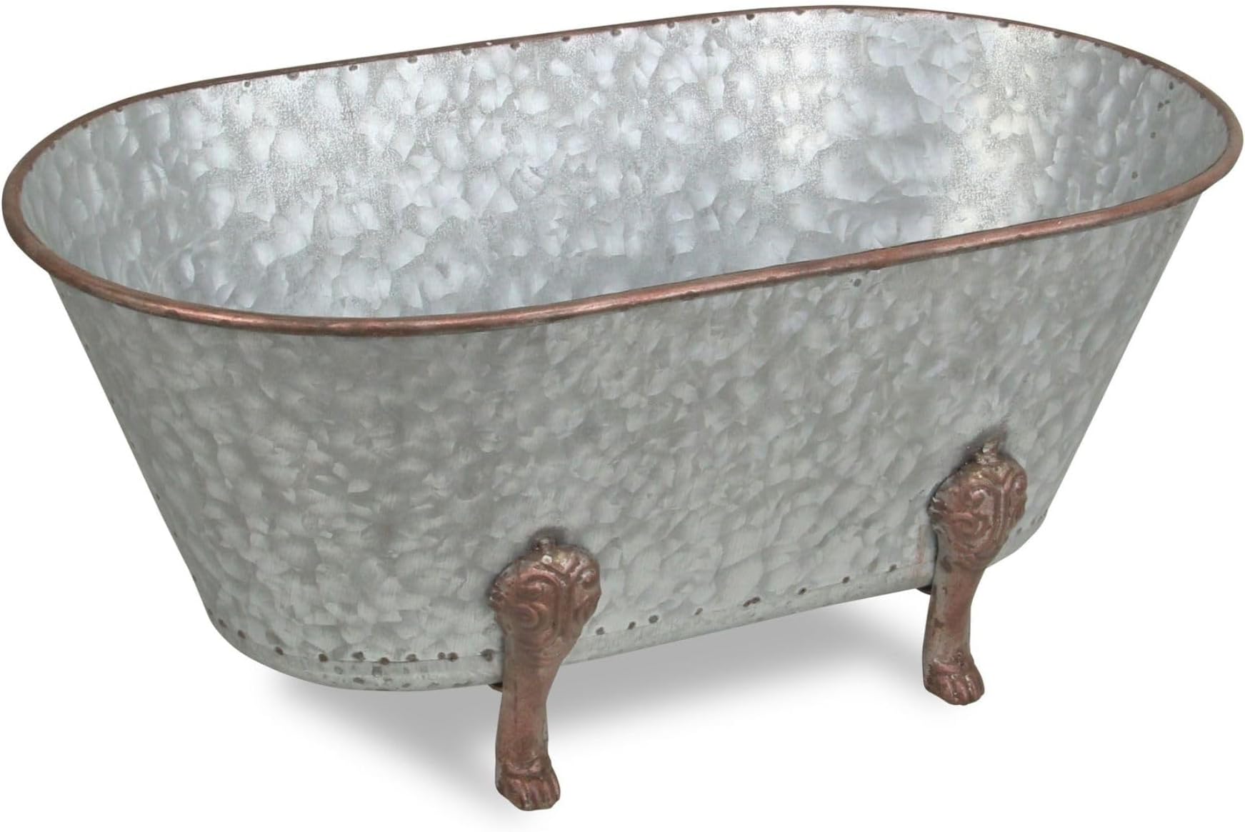 Contemporary Home Living 20" Silver and Brown Style Galvanized Handmade Tub Décor
