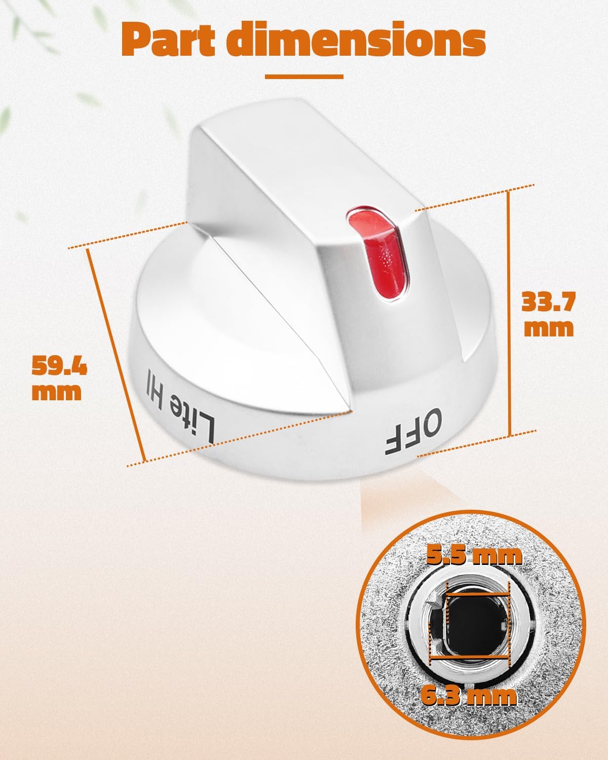 DG94-03950F DG94-03955G Electric Stove Knob Fit for Samsung NE63A6111SS NE63A6311SS NE63A6511SS NE63F6510SR NE63A6111SW NE63A6511SW NE63D6511SR NE63A6711SS NE63D6711SR NE63CB831512AA