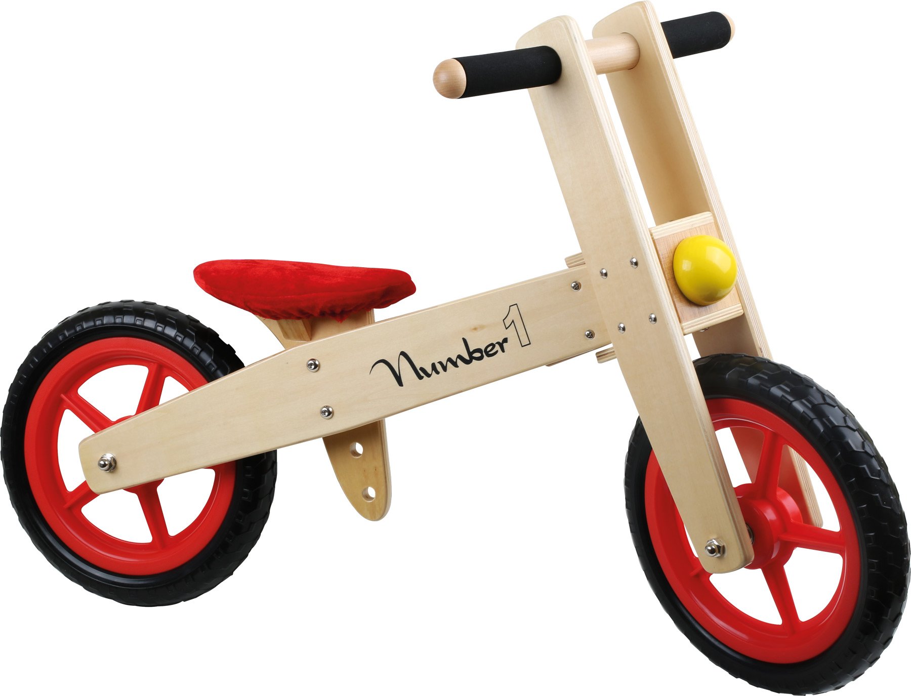 Small Foot 4713 Draisienne « Numéro 1 » en bois, fabrication solide, avec roues en caoutchouc et selle réglable en hauteur, à partir de 3 ans, NS