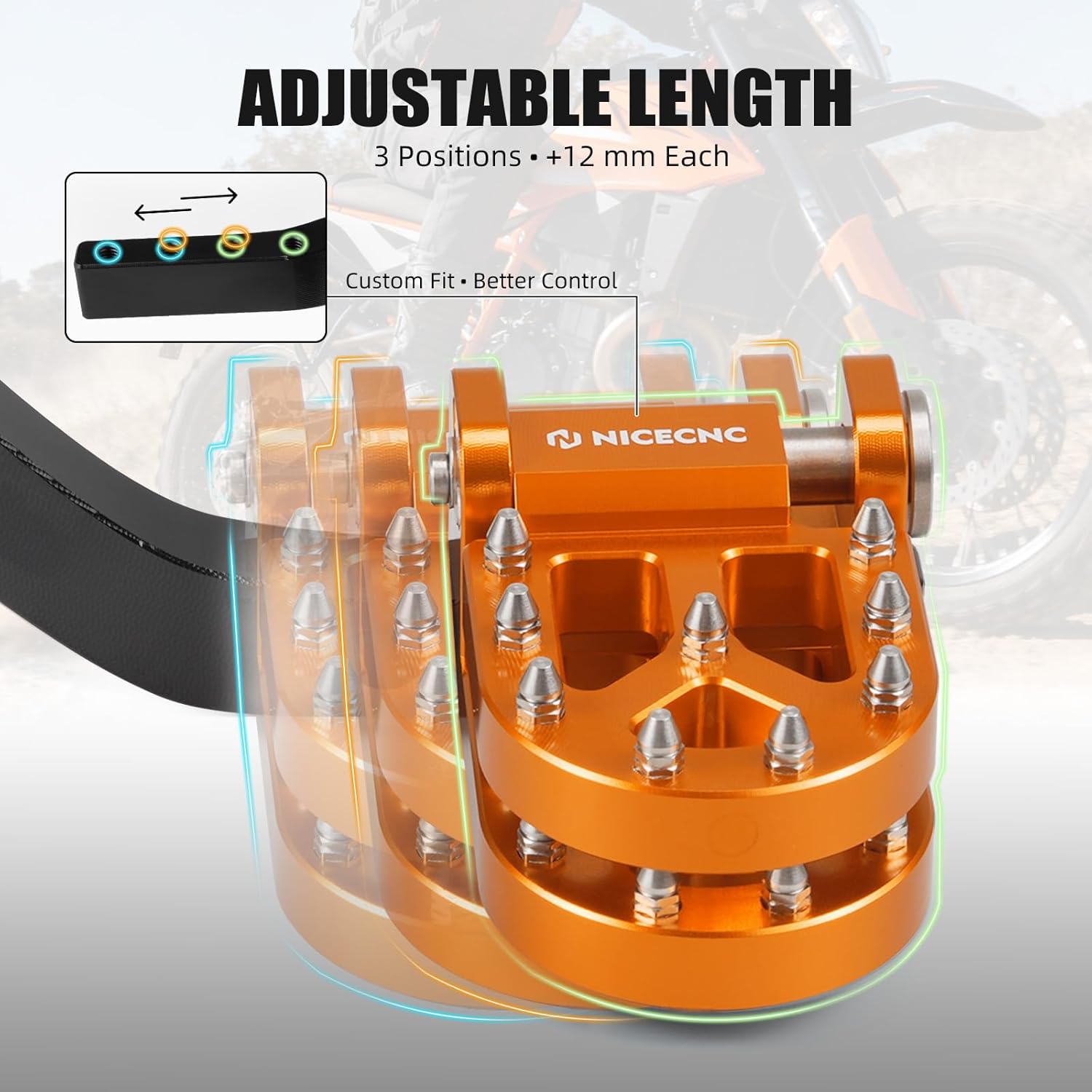 NICECNC Orange Adjustable Rear Brake Pedal Compatible with Husqvarna 901 Norden 901/901 Expedition 2022-2025, Compatible with KTM 790 890 Adventure/R/S/Rally 2021-2025, 890 SMT 2023-2025