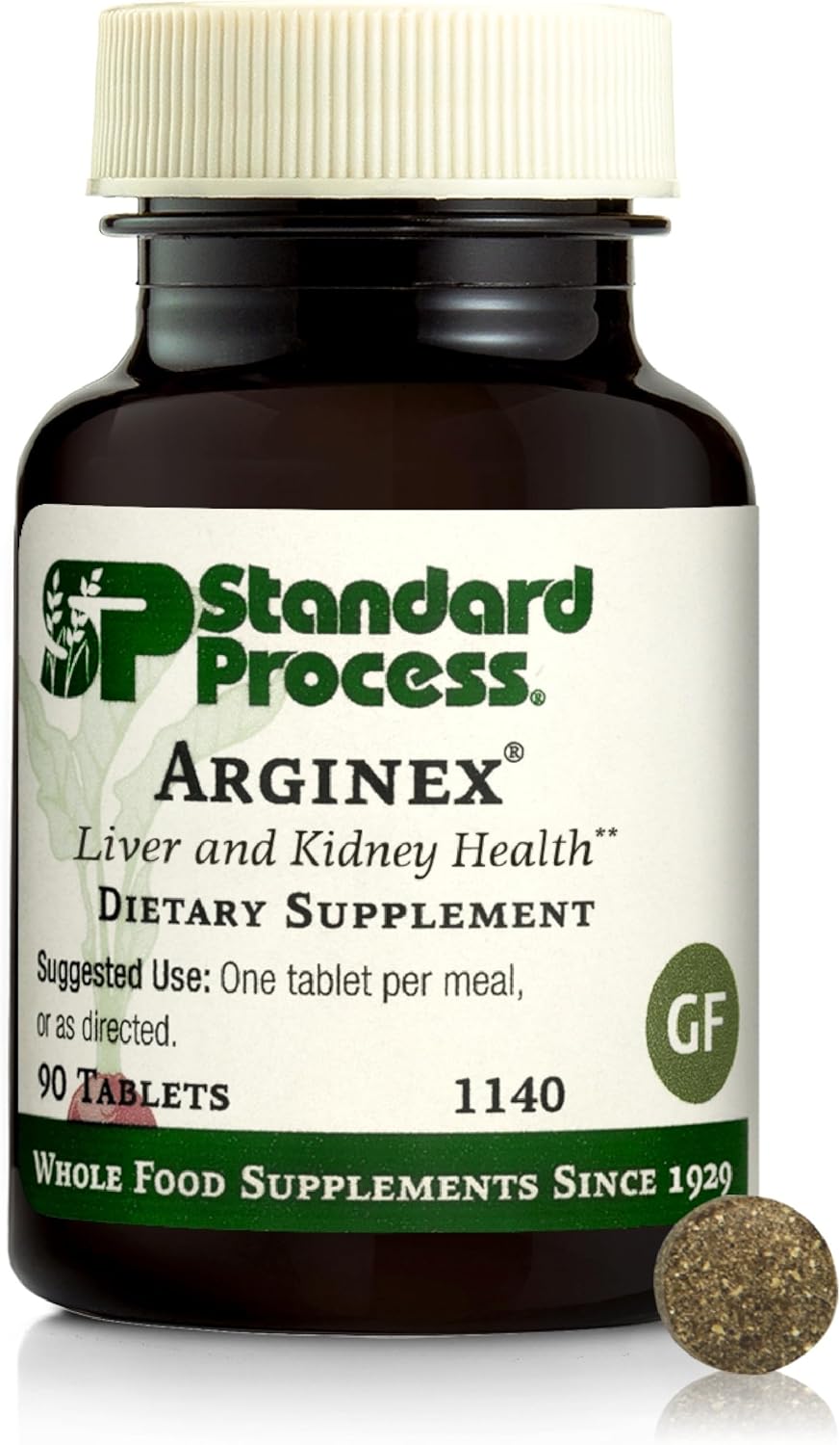 Standard Process Arginex - Liver & Kidney Health Supplement - Contains Antioxidant Vitamin A & Important Phytonutrients - Gluten-Free, Non-Dairy & Non-Soy - 90 Tablets (90 Servings)