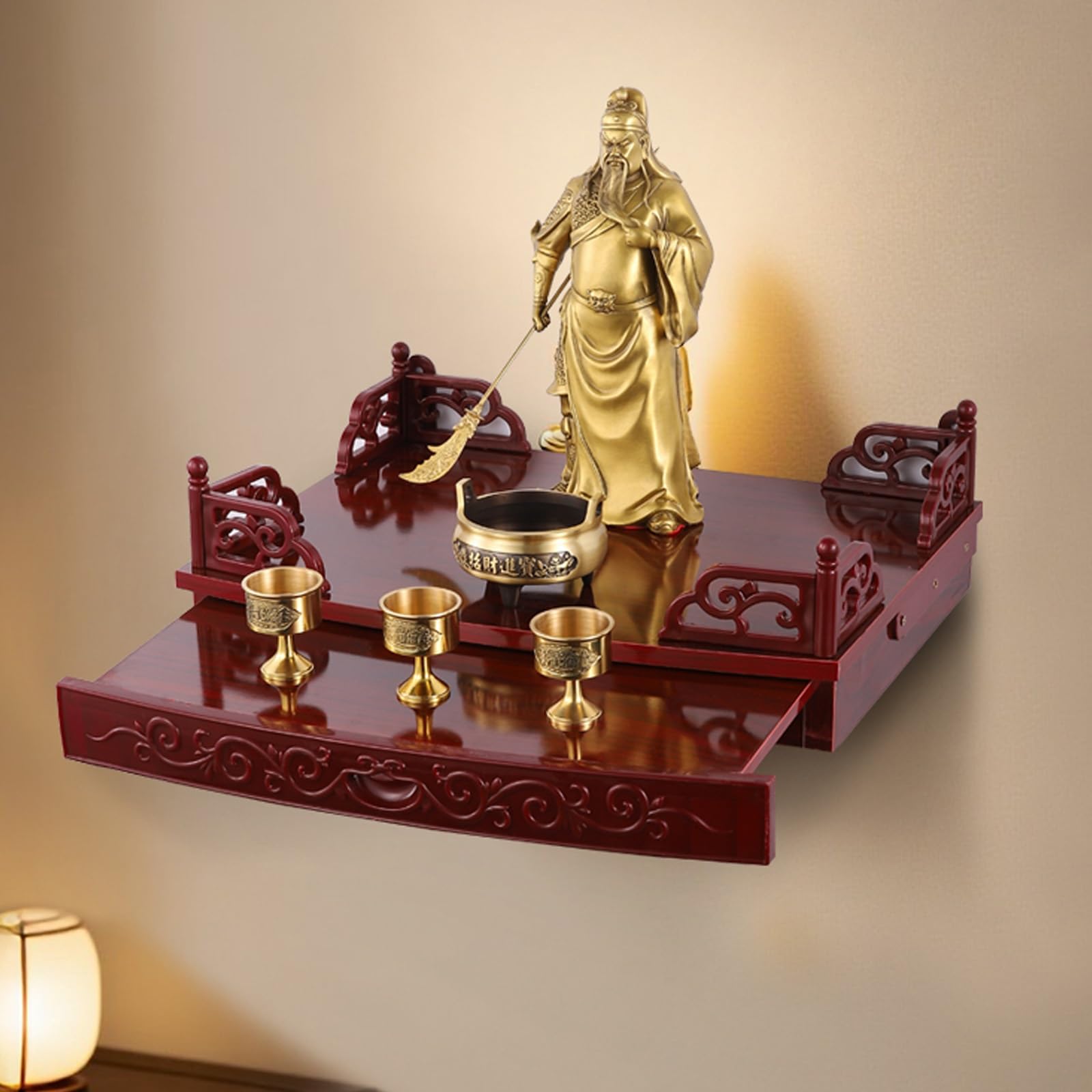Wand-Altar-Tisch für Buddha und Gottheiten, kompakter persönlicher Schrein bietet Platz, ideal für kleine Bereiche