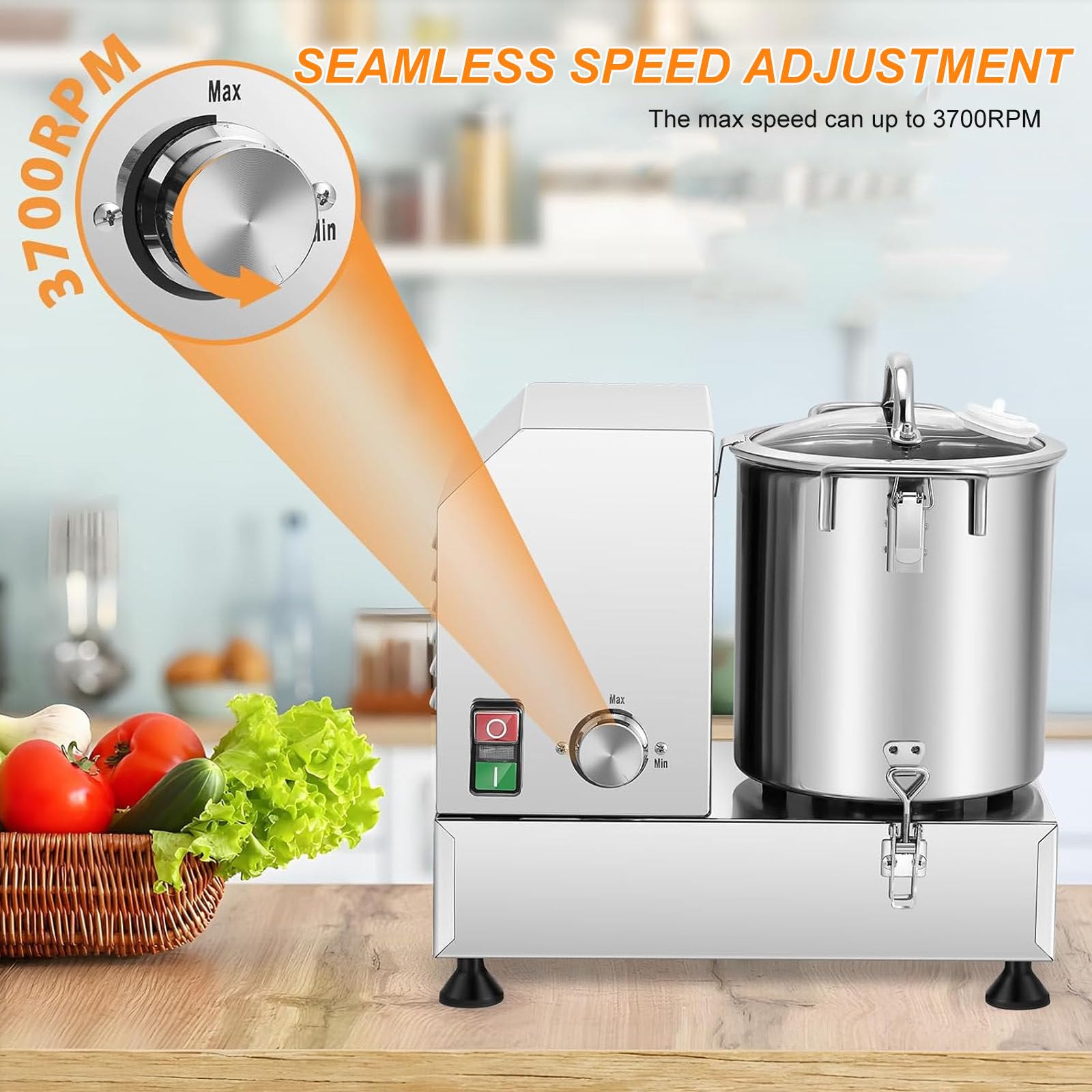 Procesador De Alimentos EléCtrico De 6 L/9 L/15 L, Picadora De Verduras Comercial, Cortadora De Repollo De Acero Inoxidable De Grado Alimenticio, Rallador De Cebolla Desmontable De 1200/1800 W,15L