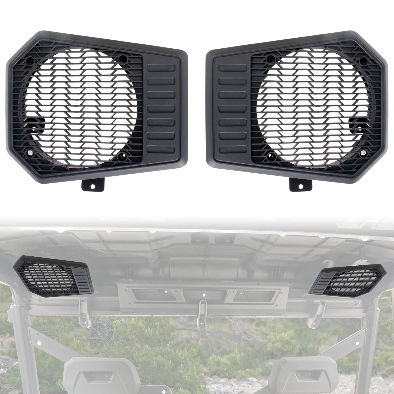 CPOWACE Pair Rear Roof Speakers Pods Compatible with Polaris Ranger XP/Crew 1000/Crew 2020-2025 Speaker Holders Accessories,for 6.5
