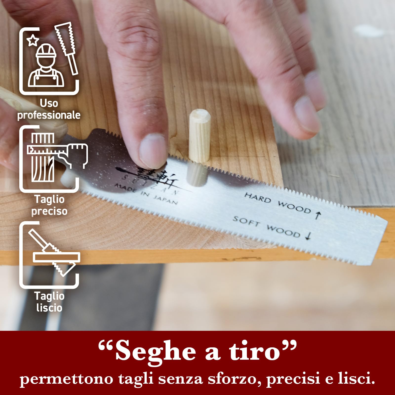 SUIZAN Sega giapponese a taglio a filo 120mm - Utensili professionali per la lavorazione del legno