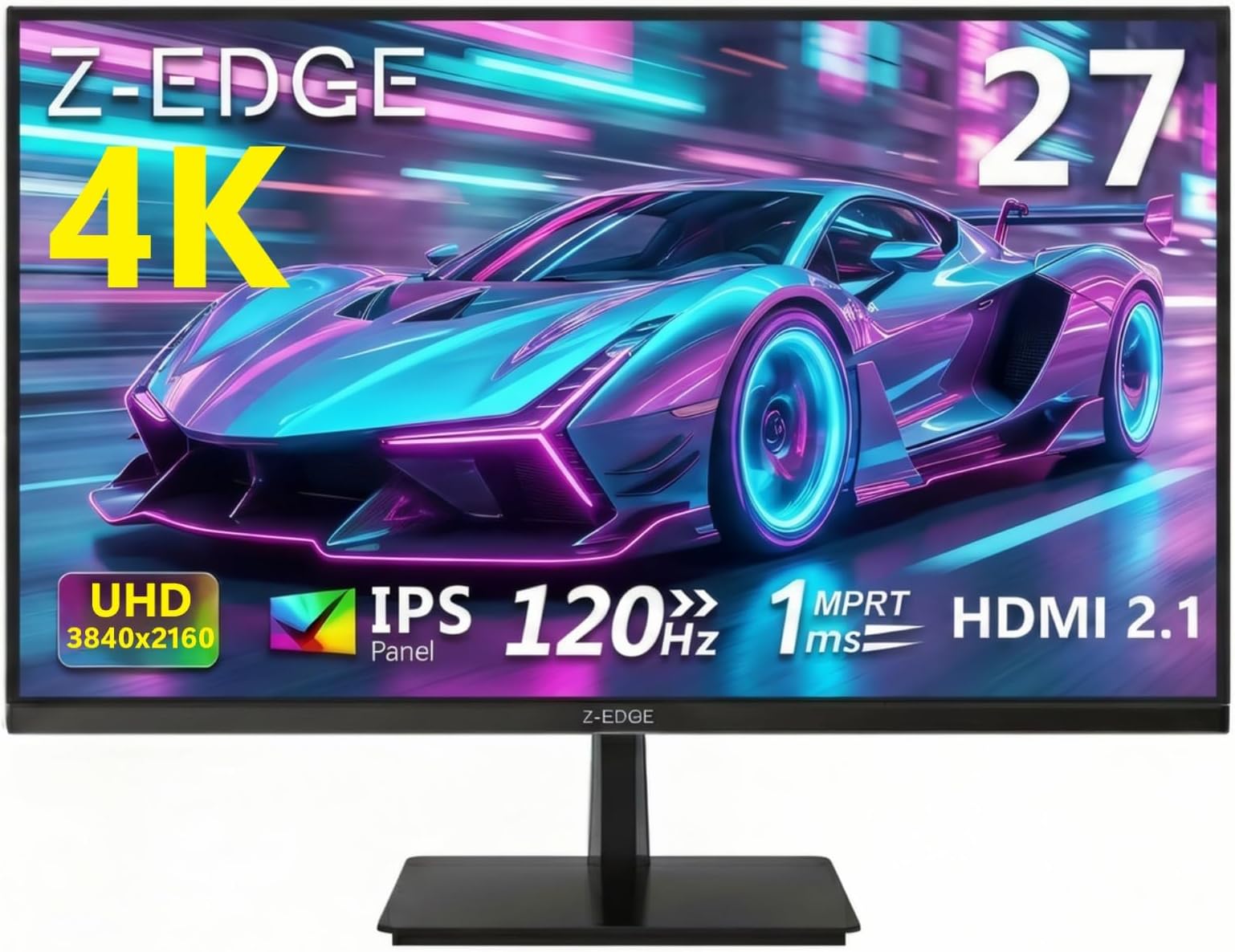 Z-Edge 27 Inch 4K Monitor 120Hz UHD 3840x2160 IPS 100% sRGB HDMI 2.1 DP 1.4: image 1 of 8