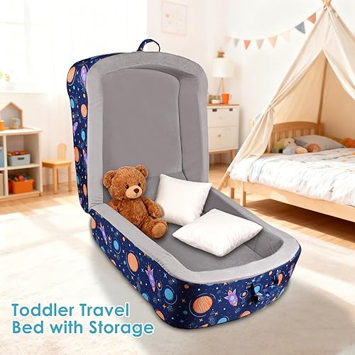 Miniatura 4 de Cama de viaje portátil para niños pequeños con funda lavable, camas plegables para el hogar, viajes y campamentos, catres de espuma suave para