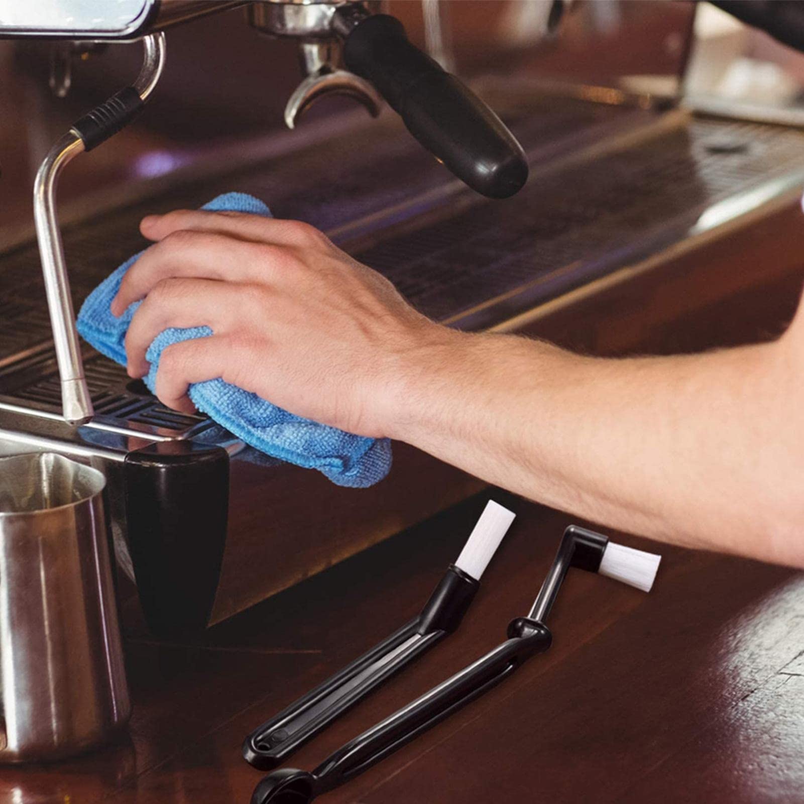 Scovolino Per Bottiglie Kit 15 Pezzi Spazzole Per Pulizia Macchina Caffè Espresso - Pennelli Per Testina, Macinino E Residui Di Caffè Spazzole Barista Per Testina
