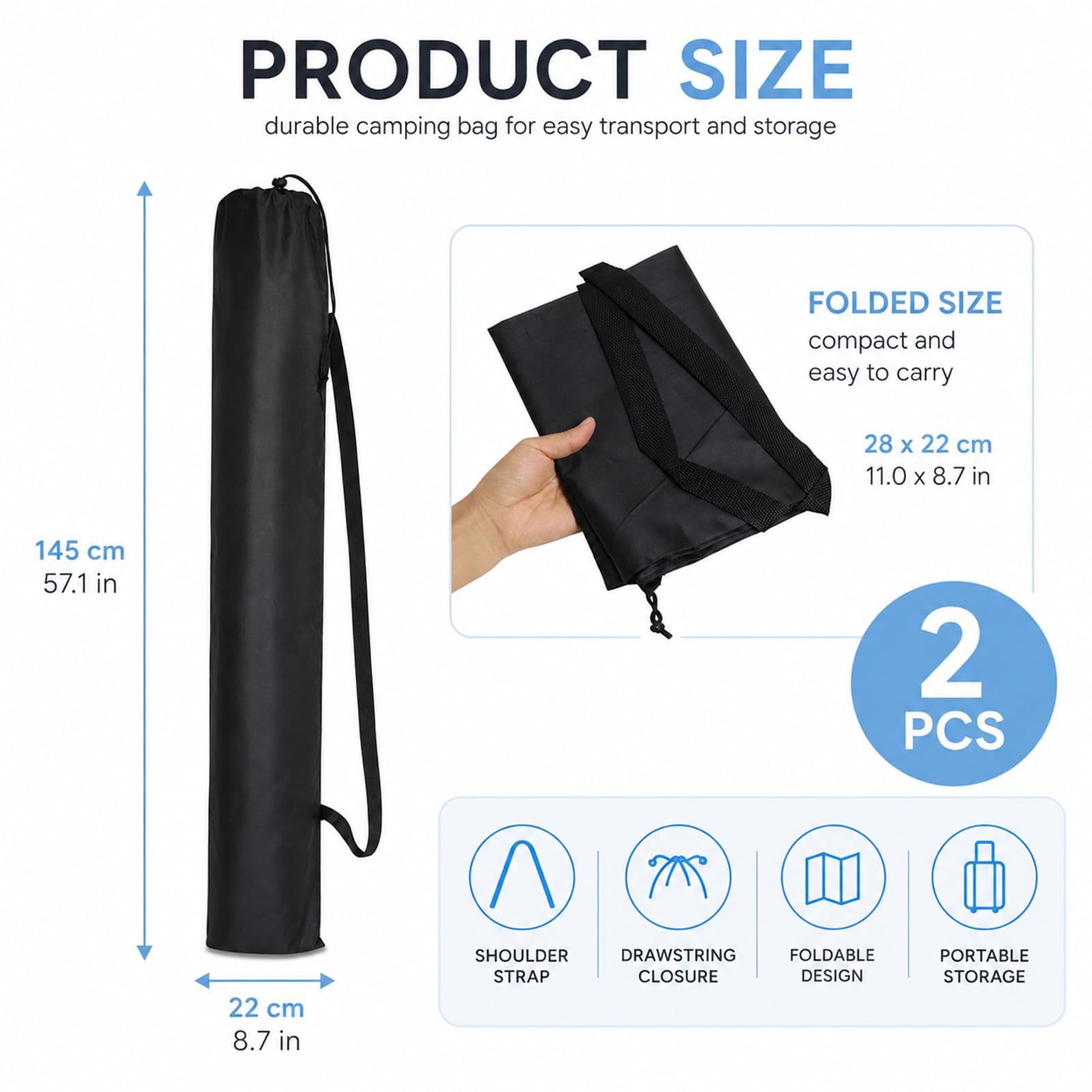 Funda protectora para sombrilla de playa 2 piezas, Oxford impermeable resistente 145×22cm con asa, para exterior y jardín