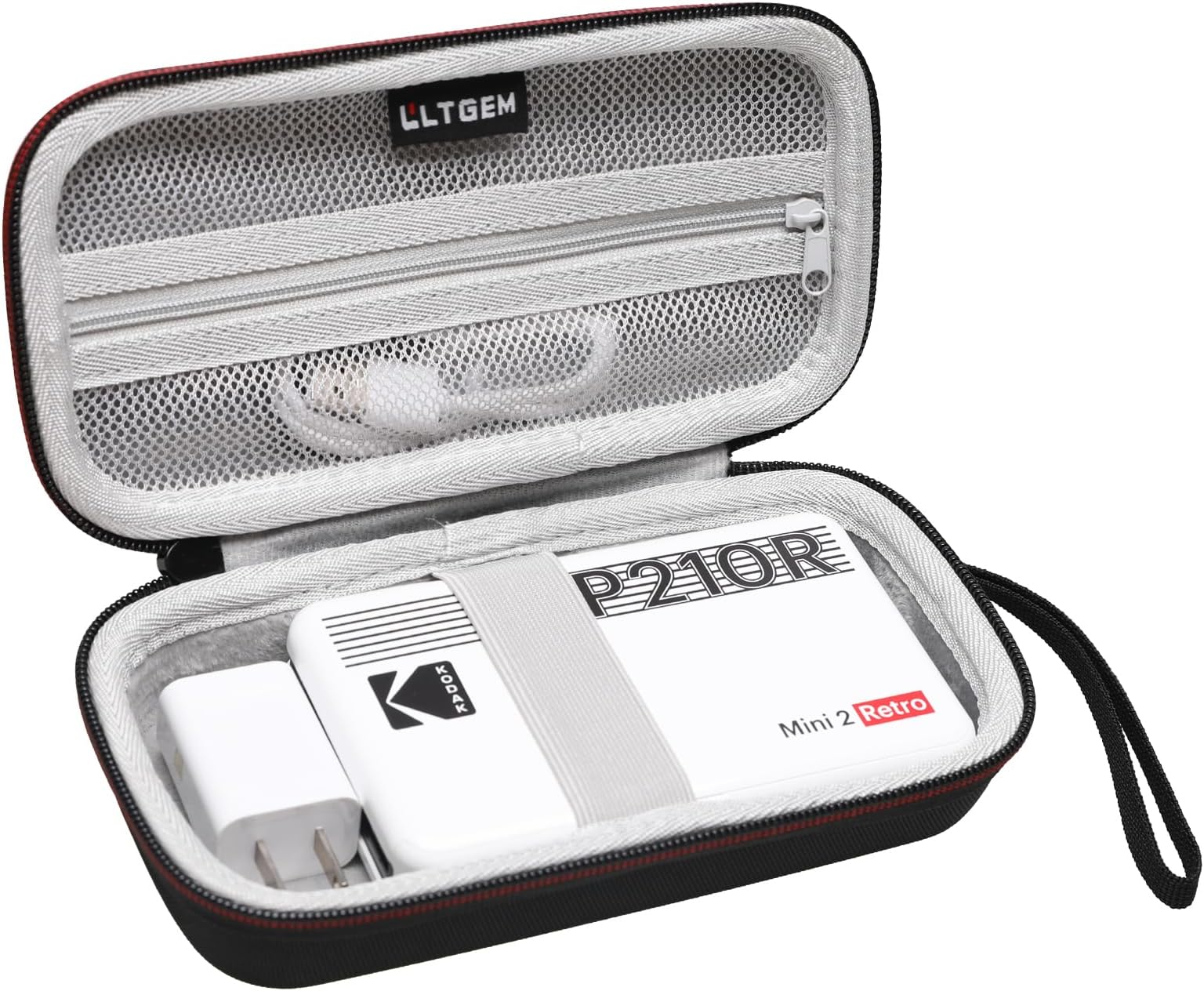 LTGEM Case Compatible with LTGEM Case Compatible with KODAK Mini 2 / Mini Shot 2 Retro 4PASS Portable Photo Printer(Inside: 7"x3.4"x1.2"), Black+Gray