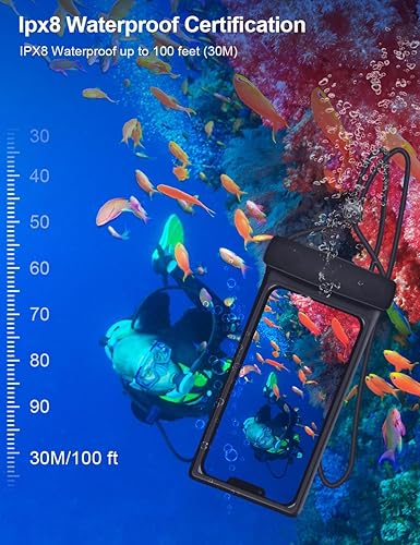 Miniatura 3 de wellhouse Bolsa impermeable para teléfono, funda impermeable para iPhone 16 15 14 13 Pro Max XS Samsung, IPX8 3D bolsa seca para teléfono celular