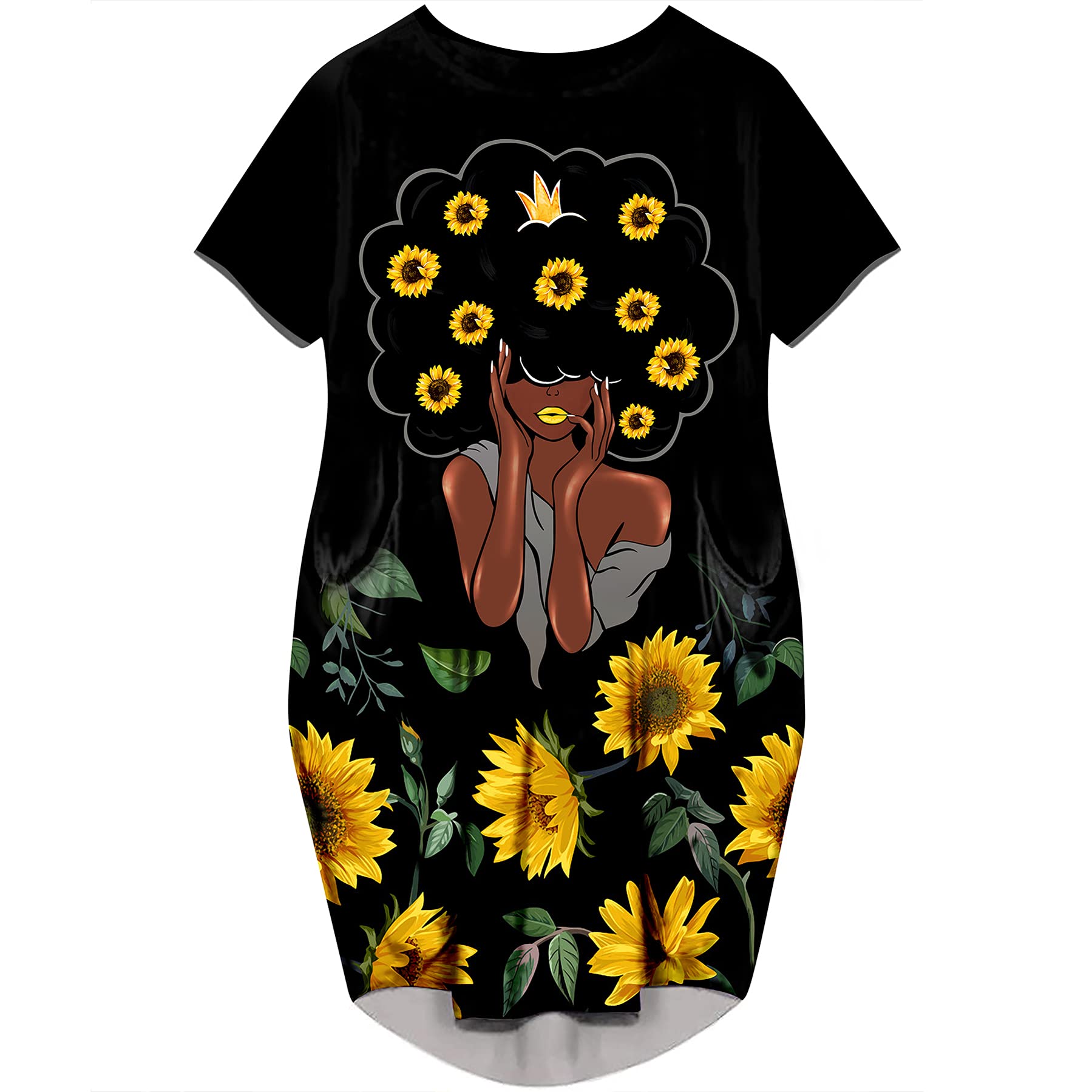 Fashion Women's African American Art Print Dress Casual Loose Dresses