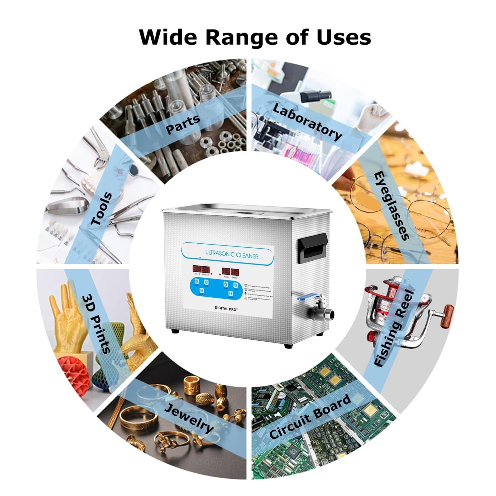 Pulitore a ultrasuoni, 6.5L Ultra Cleaner riscaldato con timer 40kHz Cleaning Machine