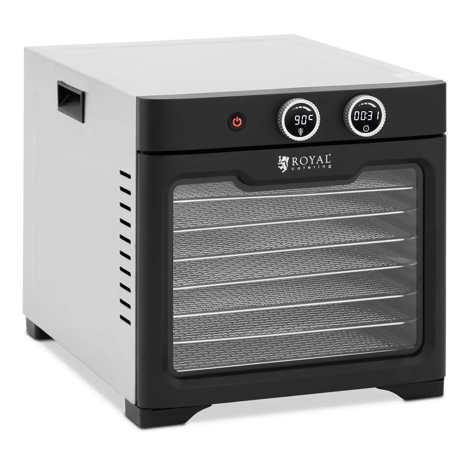 Disidratatore alimentare professionale 8 piani 26 litri 800 watt vetro temperato acciaio inossidabile 304 argento metallizzato 14_0008890