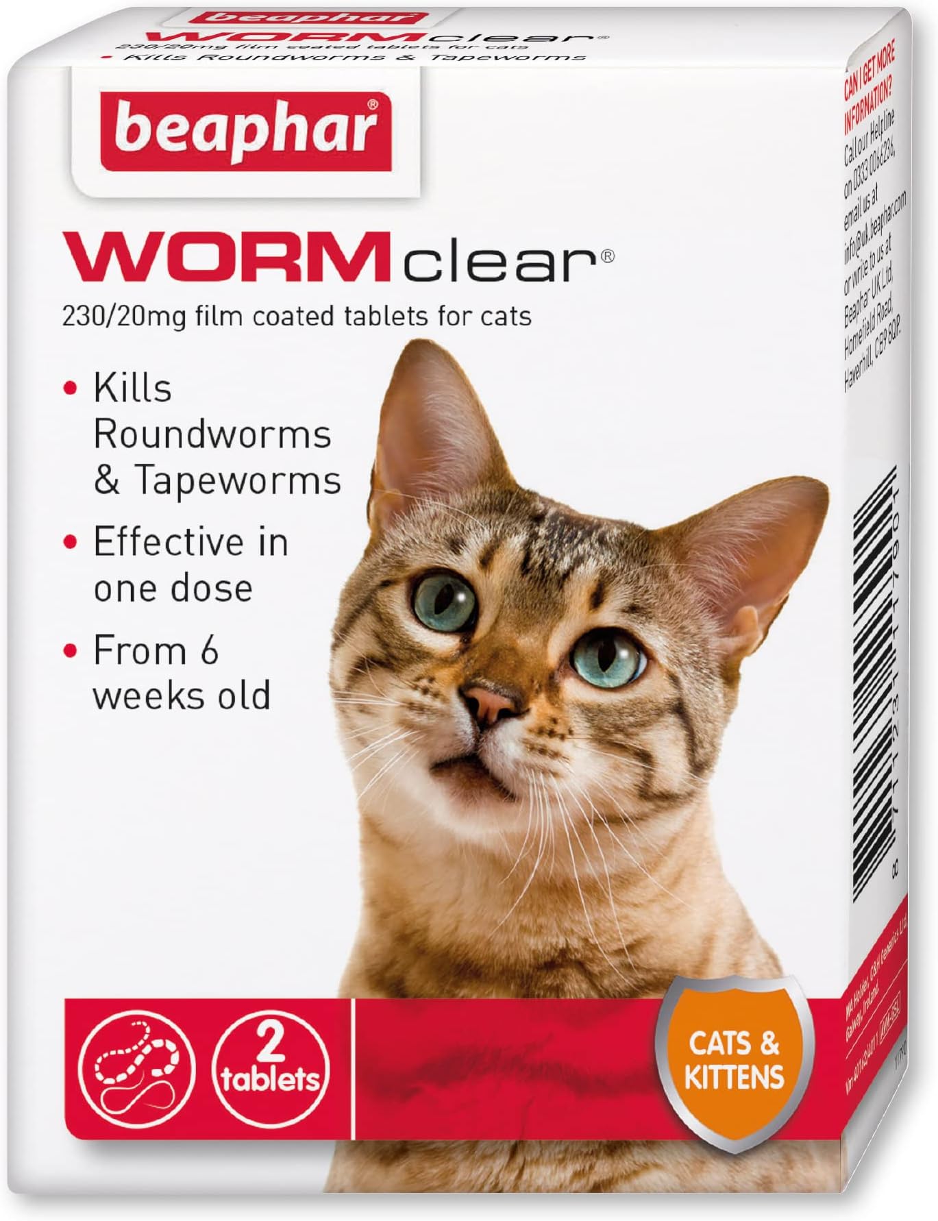 Bob Martin Clear Spot On Wormer for Cats and Kittens 100 Percent