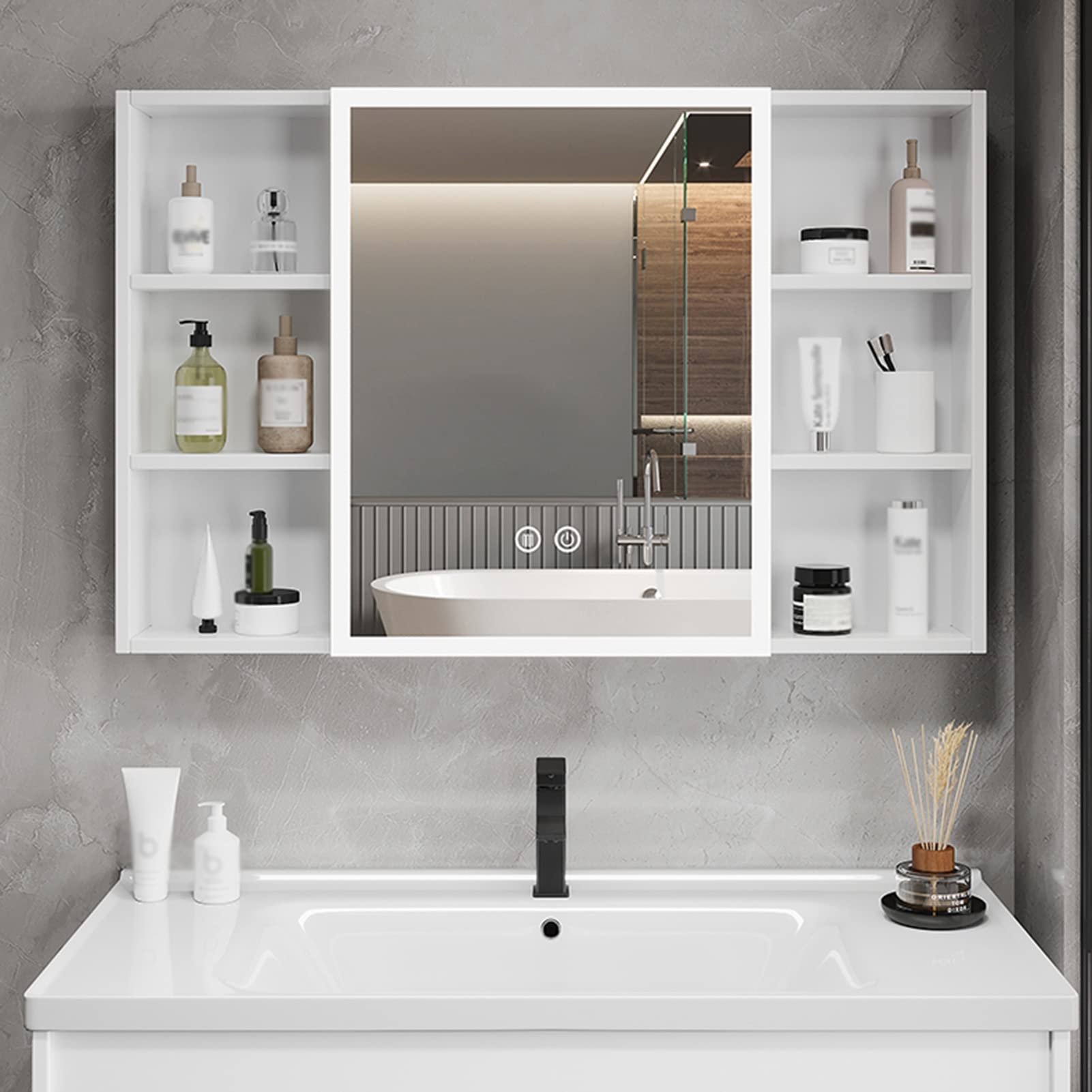 ウォールミラーキャビネット スペースエイジ ウォールラック 90s 洗面