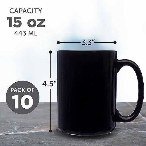 Miniatura 5 de DISCOUNT PROMOS Juego de 10 tazas de café grandes de cerámica de 15 onzas, paquete a granel, perfectas para café, té, expreso, cacao caliente, otras