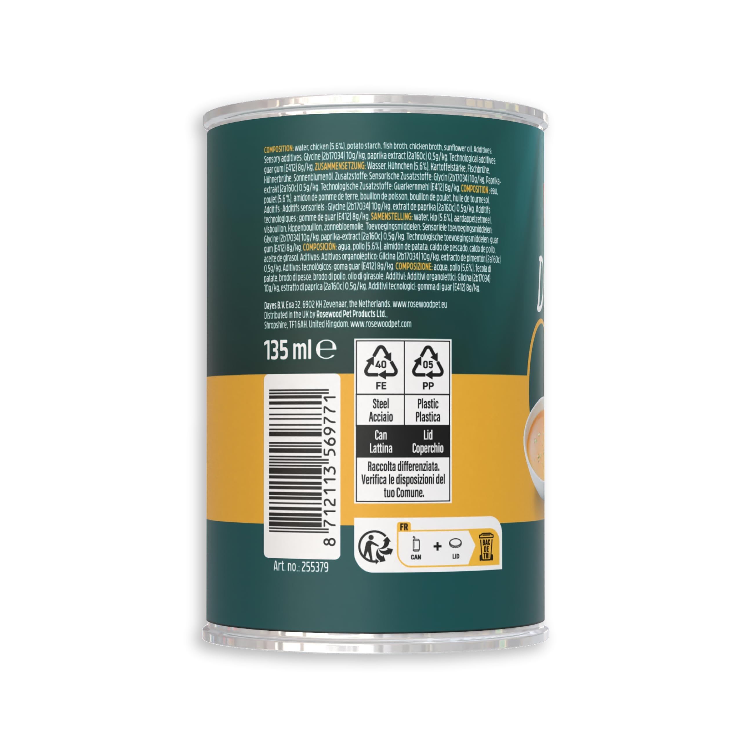Rosewood Deli Soup Poulet – Friandise savoureuse au Bouillon pour Chat avec Morceaux de Poulet Tendre, sans sel ni Sucre ajouté, sans additifs artificiels, 135 ML