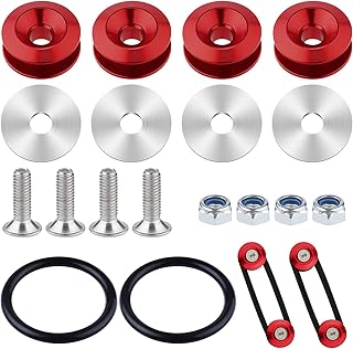 Bumper Quick Release Kit, Bumper Holder Bands Bumper Trunk Quick Release Fastener Kit for Front Rear Bumper Fasteners Universal Car Bumper (18pcs, Red)