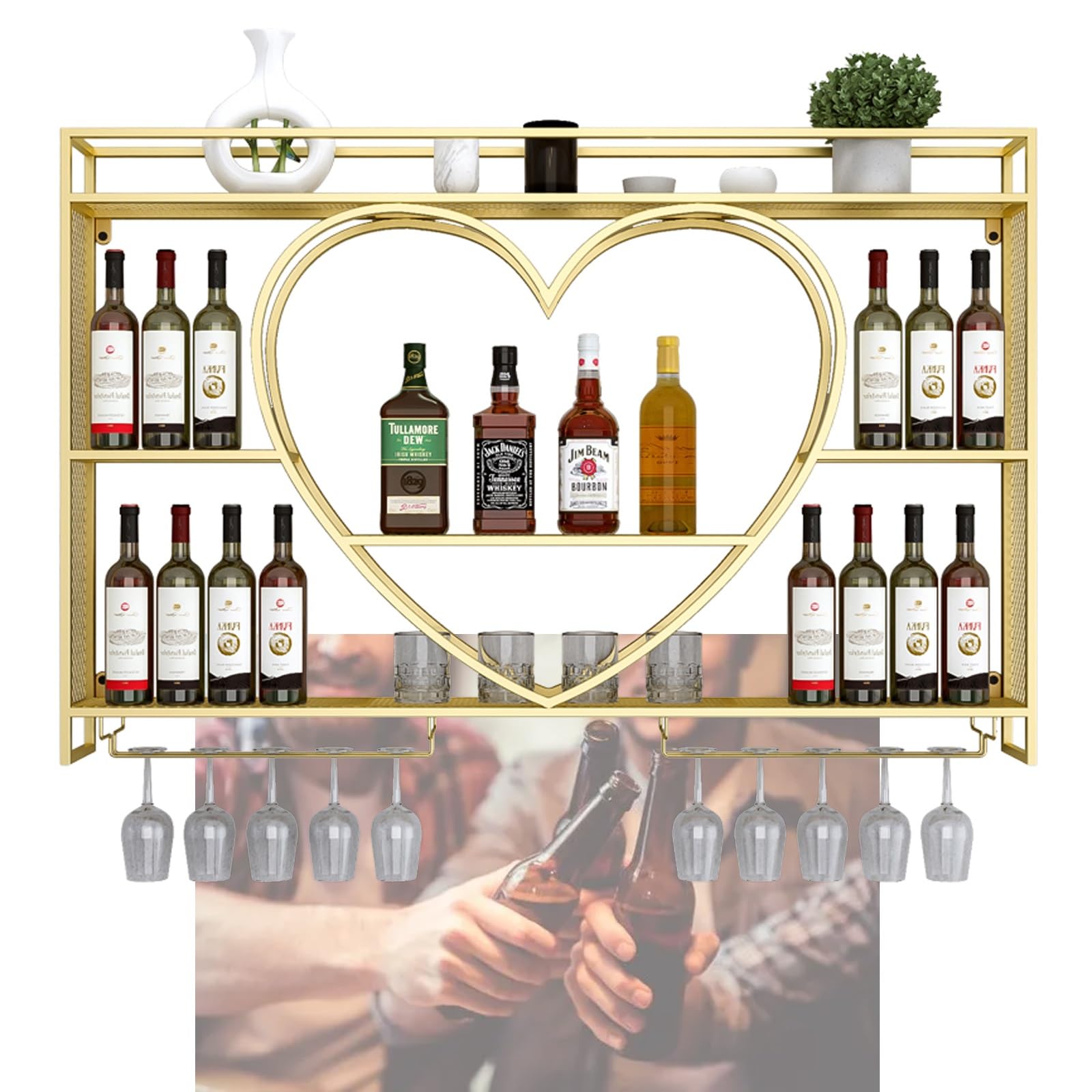 Casier à vin mural avec support en verre pour optimiser le rangement du salon