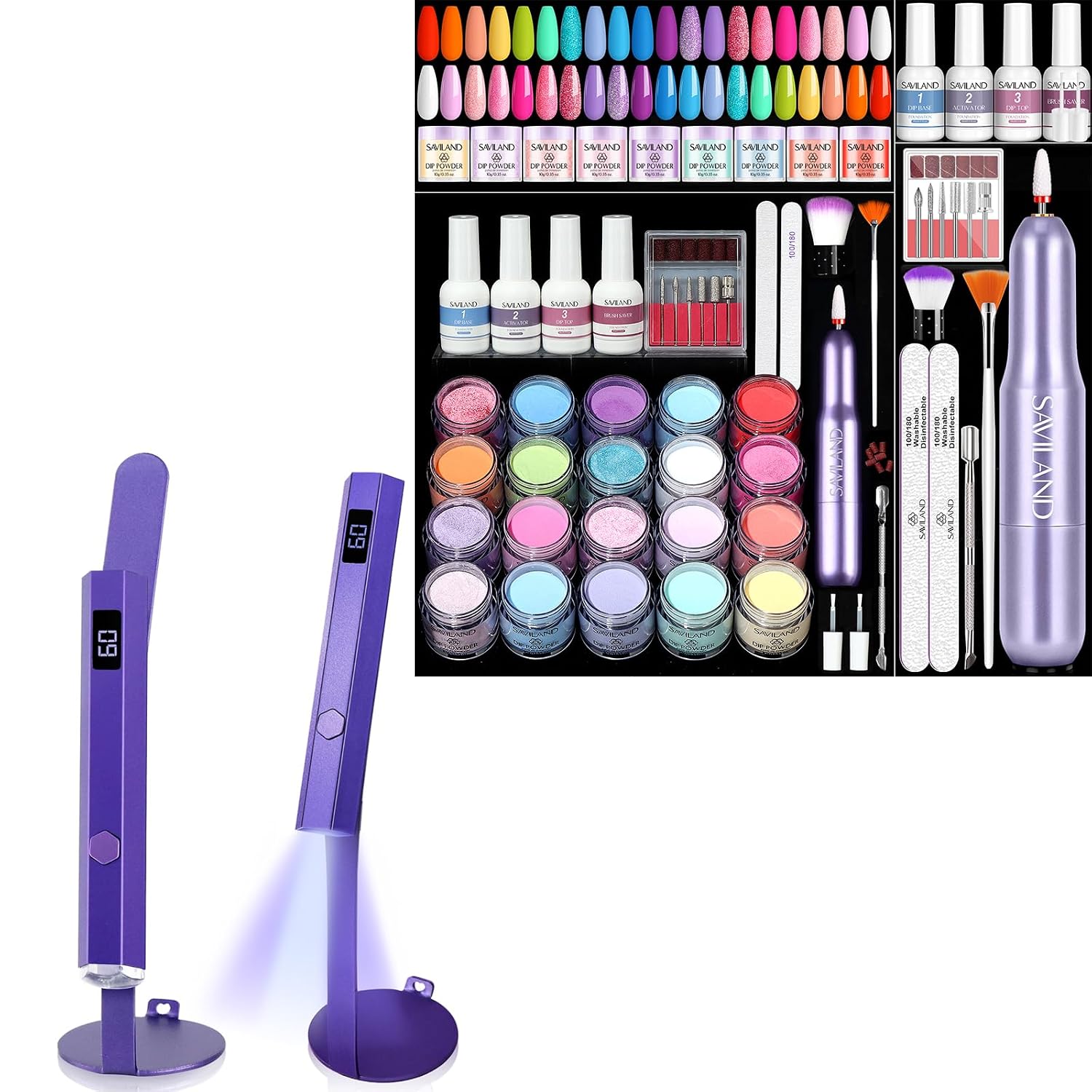 SAVILAND Dip Powder Nail Kit with Drill 20 Colors Summer