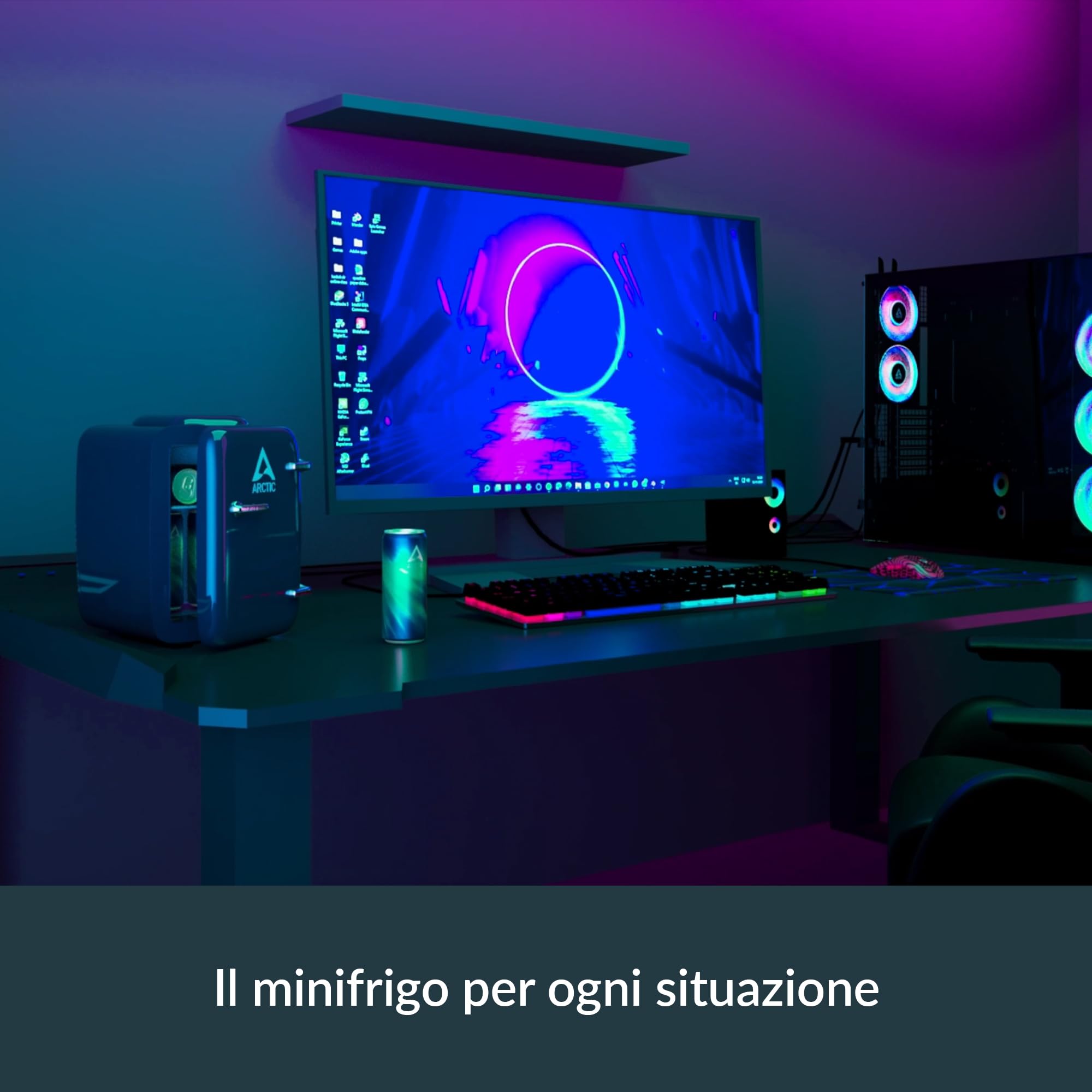 ARCTIC Fridge - Mini frigorifero da 4L per bevande e cosmetici, con funzione di raffreddamento e riscaldamento, 12 V DC e 220 V AC, ideale per auto, ufficio, campeggio e viaggi, spina EU – Blu