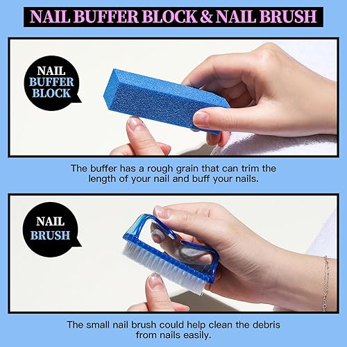 Miniatura 3 de FANDAMEI Juego de manicura para uñas, limas de uñas 100180, bloque de pulidor de uñas, pinzas para cutículas, empujador de cutículas, pelador de