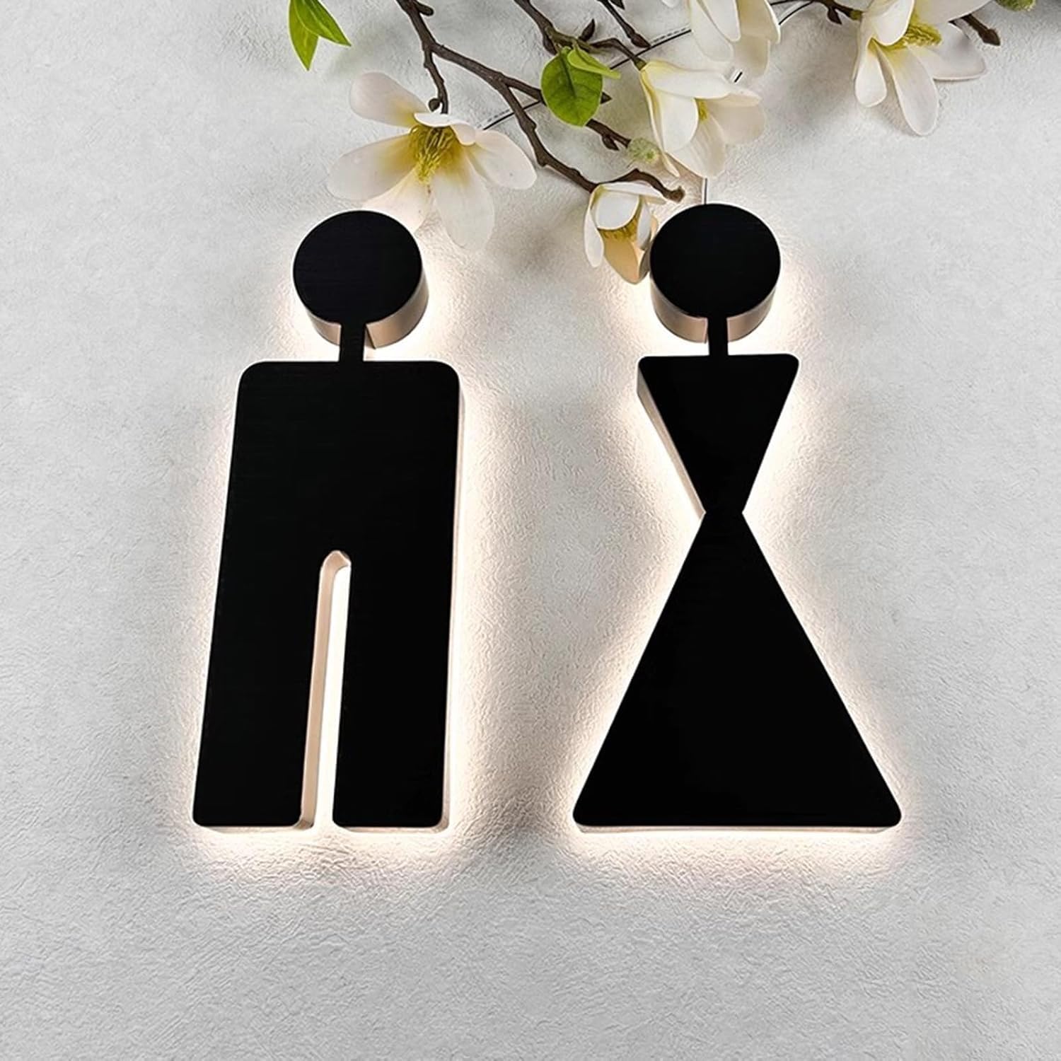 Restroom Luminous Sign, LED Toilet Light, 2 Pcs Stainless Steel Men Women Bathroom Sign, Wall Hanging Mount, for Bar Mall, Public Restrooms Service