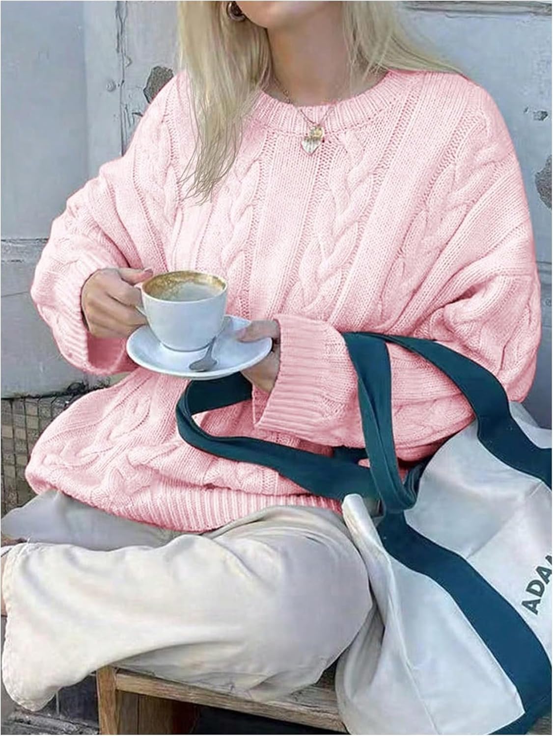 GORGLITTER Women's Cable Knit Fall Sweater 2025 Oversized Chunky Long Sleeve Crewneck Loose Pullover Jumpers Tops - Image 2