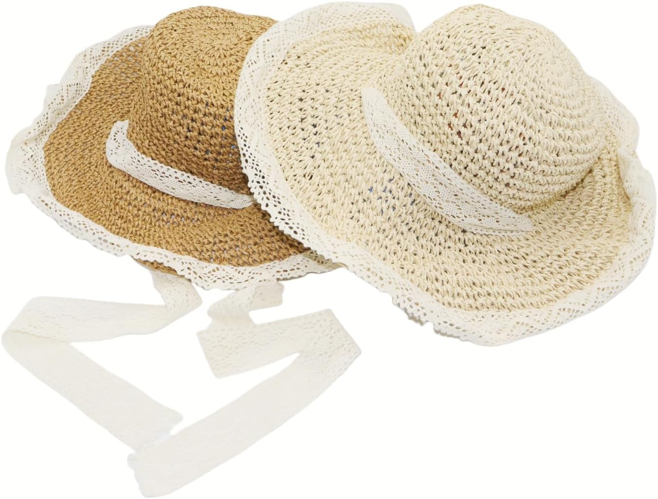 Ladies Wide Brim Beach Straw Hat Summer Vacation Sun Protection Hat Braided Lace Edge Hat Soft Foldable Lightweight - Image 4