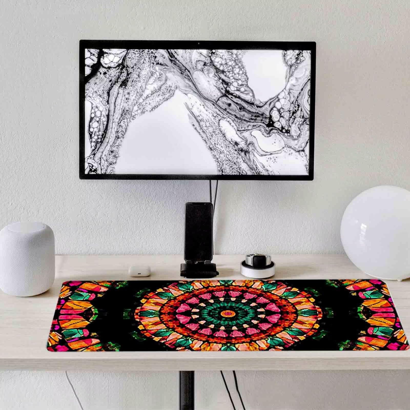Kolorowa podkładka pod mysz geometria XXL podkładka pod mysz 1200 x 600 mm podkładka pod mysz ze zszytymi krawędziami i gumową podstawą antypoślizgowa podkładka pod mysz XXL do komputera, laptopa