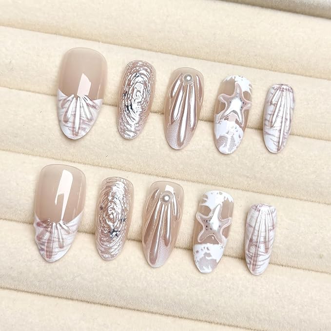 Summer Beach Nails 2025: 30Pcs Press-on Manicure