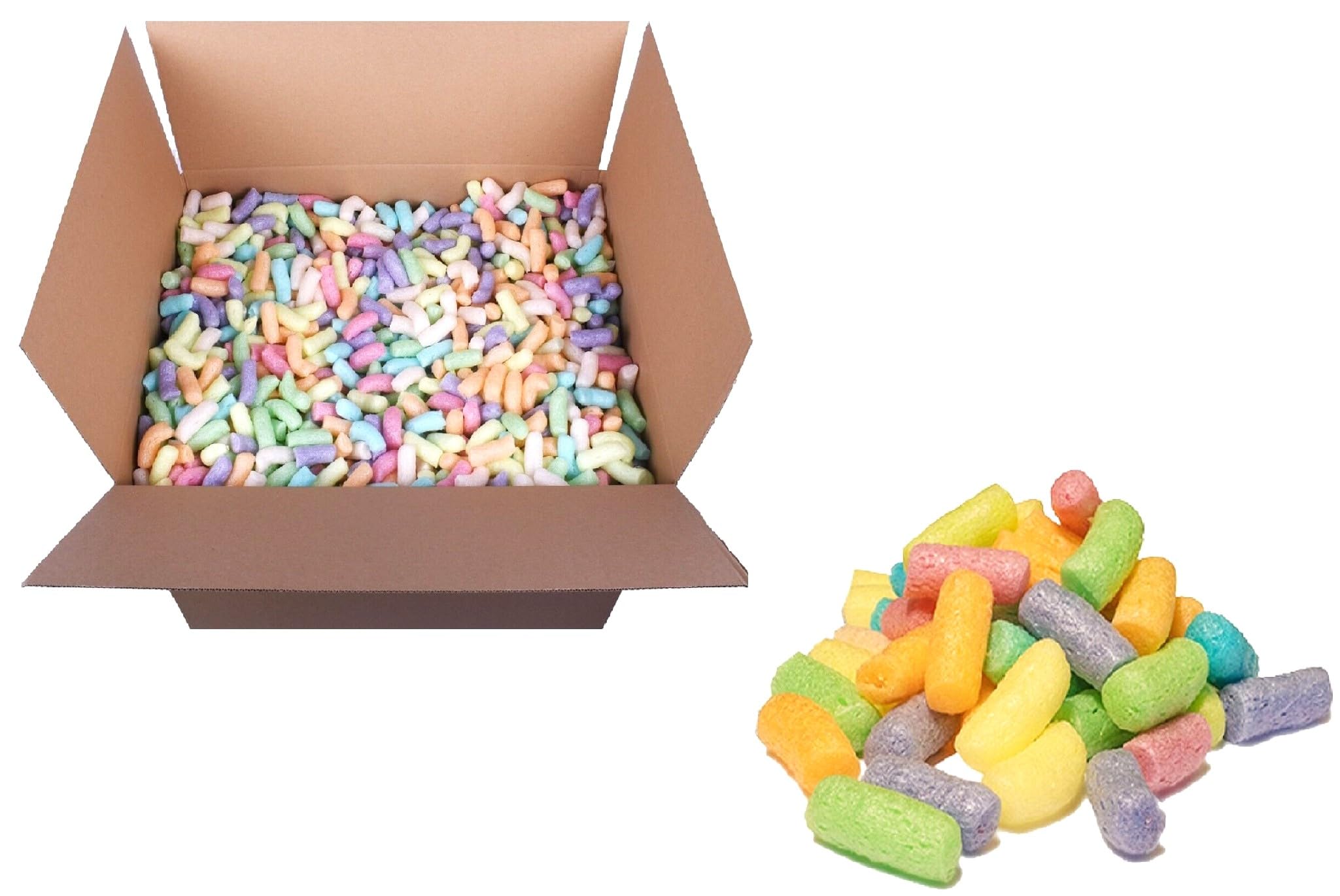 1.5 Cubic Feet Box MULTI COLOURED EcoFlo Biodegradable Loose Fill Protective PACKING PEANUTS Reusable Void Filler Postal Mailing Packing Filling