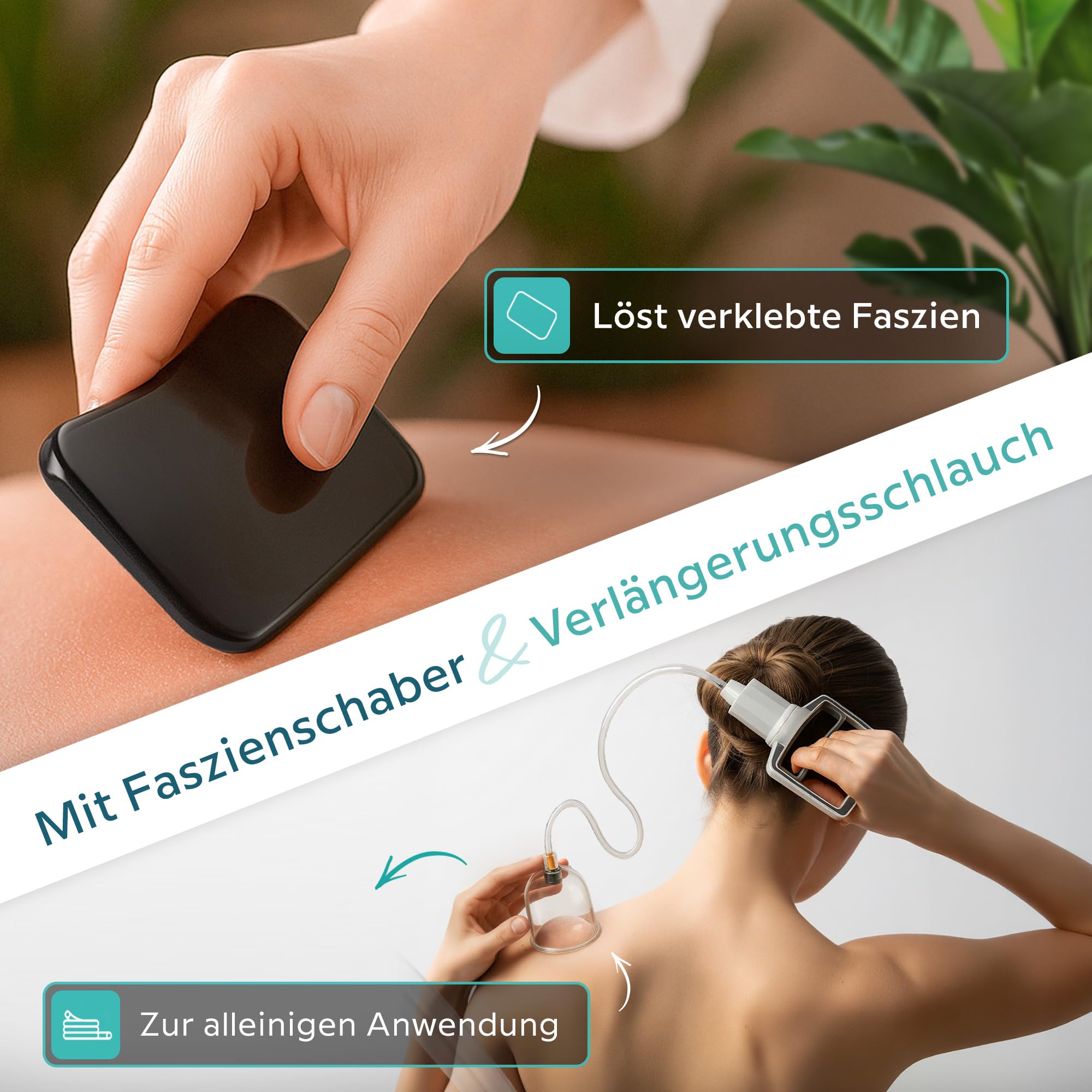 KURGLAS Schröpfgläser mit Vakuumpumpe [14 Stück] - Medizinische Schröpfen mit Therapiemagneten & Faszienschaber - Schröpfset mit e-Book - Schröpfglas aus Kunststoff - Gegen Verspannungen & Cellulite